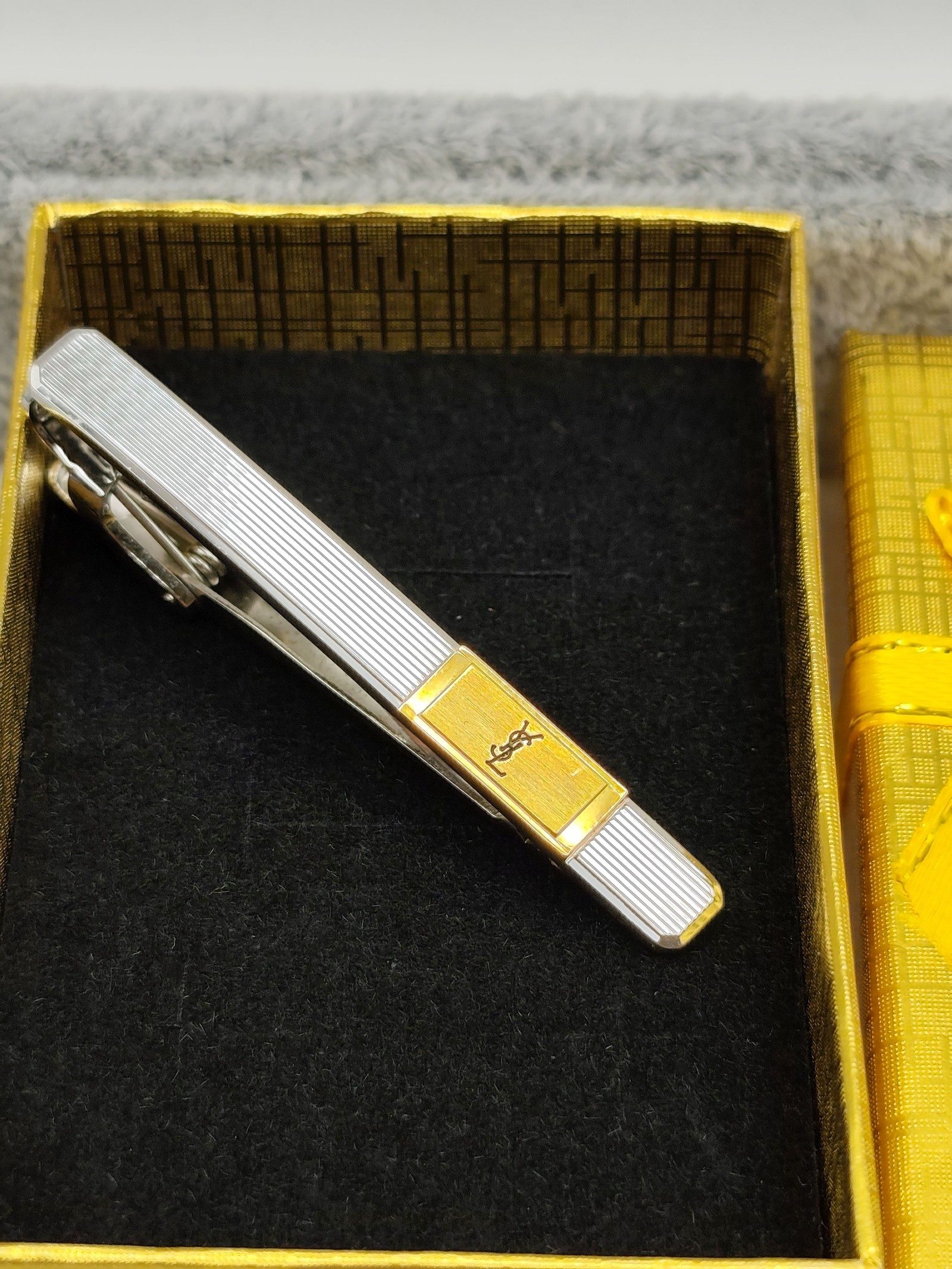 YSL Silver & Gold Men's Tie Clip image 2