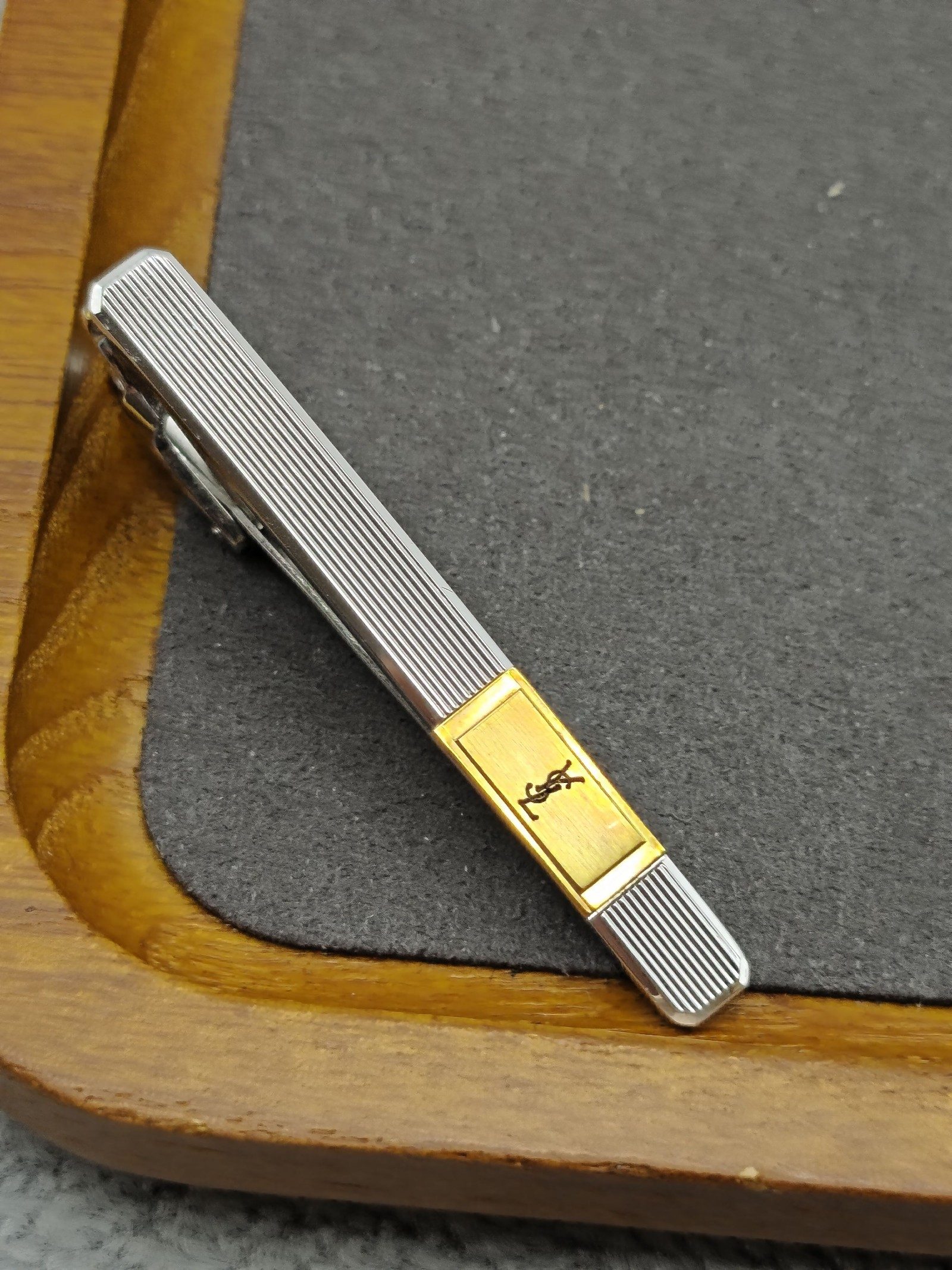 YSL Silver & Gold Men's Tie Clip image 3