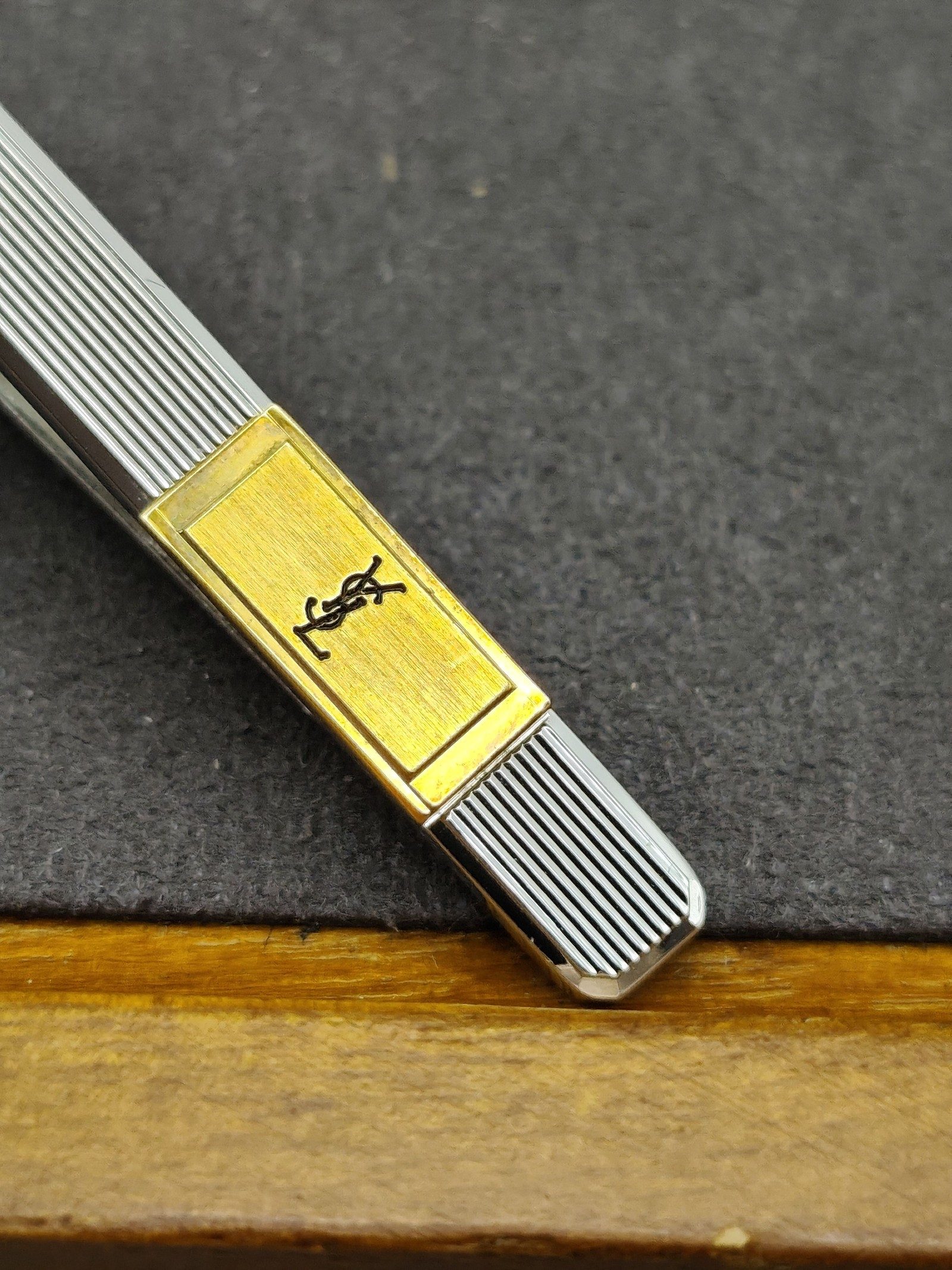 YSL Silver & Gold Men's Tie Clip image 4