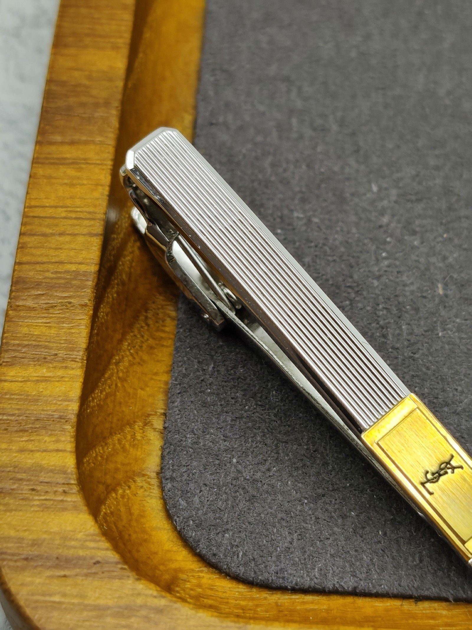 YSL Silver & Gold Men's Tie Clip image 5