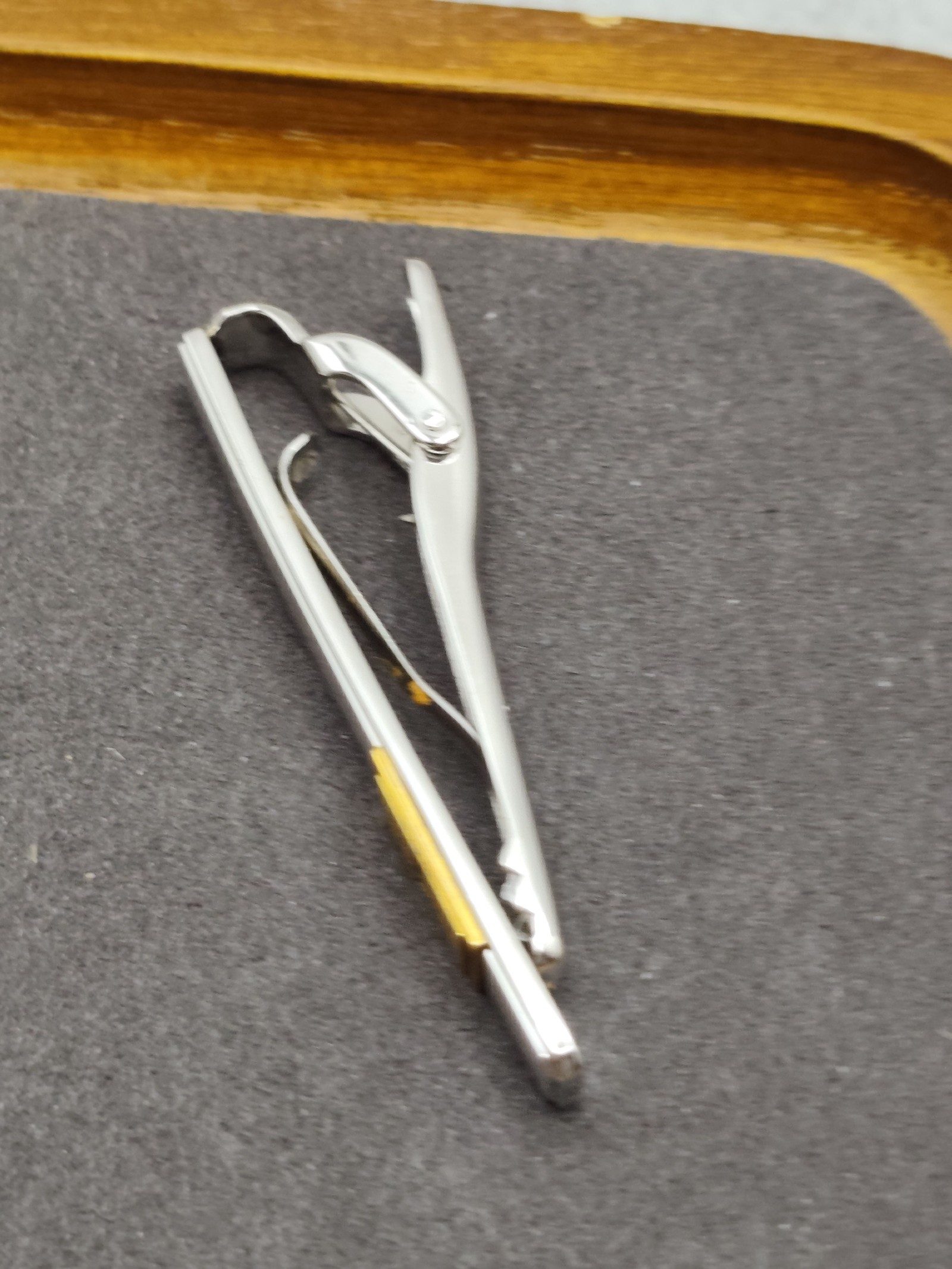 YSL Silver & Gold Men's Tie Clip image 7