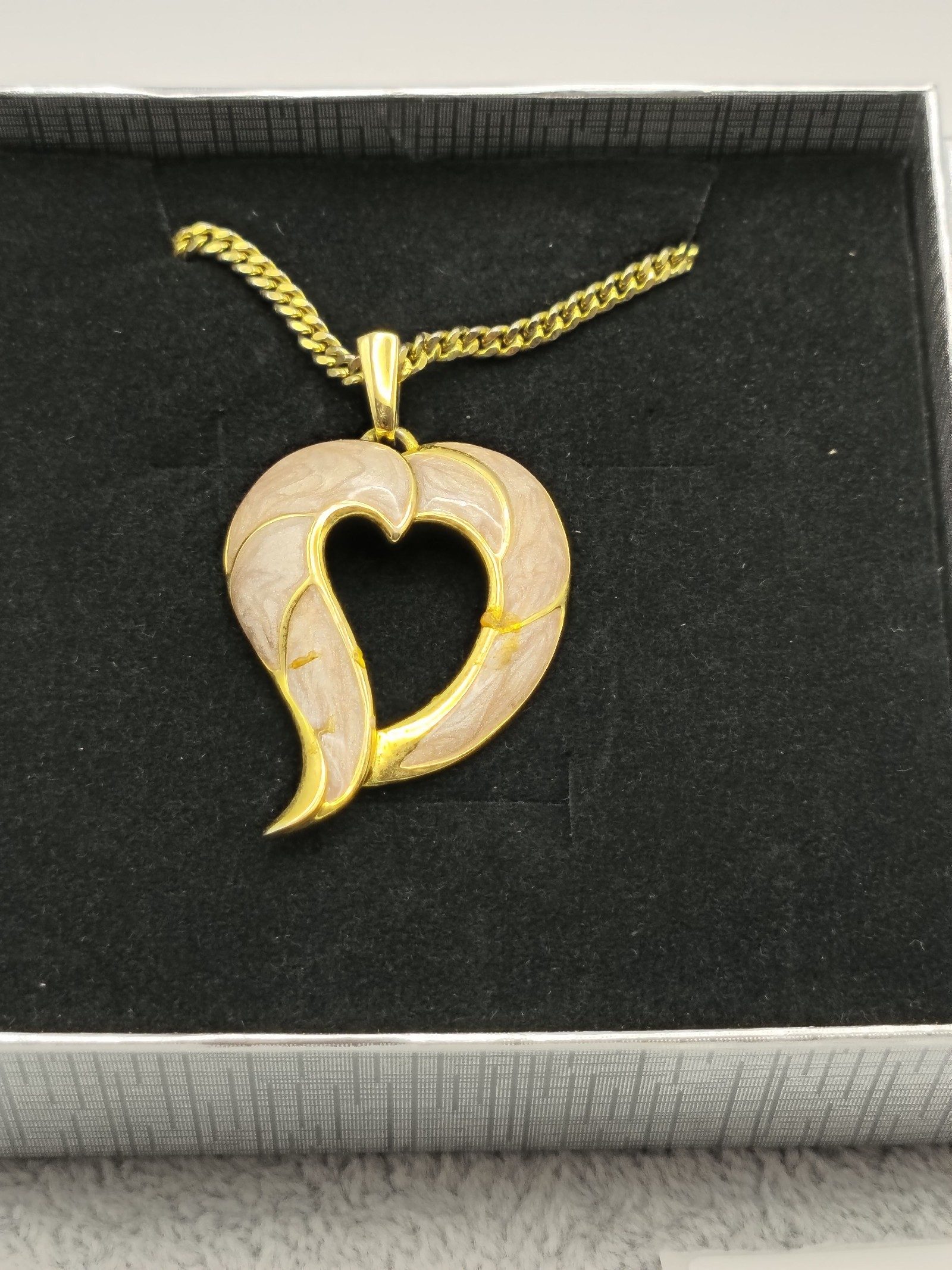 C'est Bien Gold & Beige Heart Pendant Necklace image 2