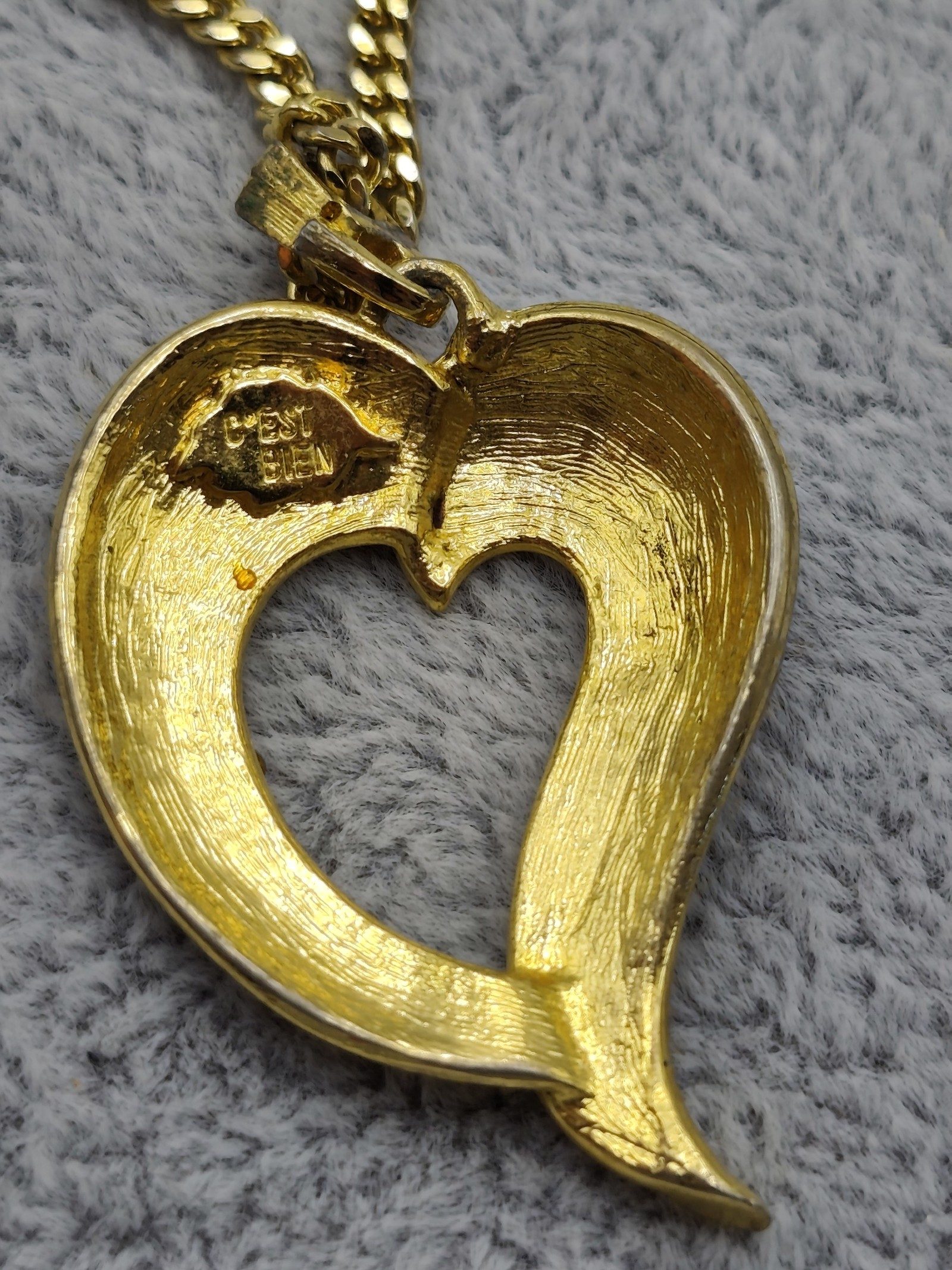 C'est Bien Gold & Beige Heart Pendant Necklace image 5