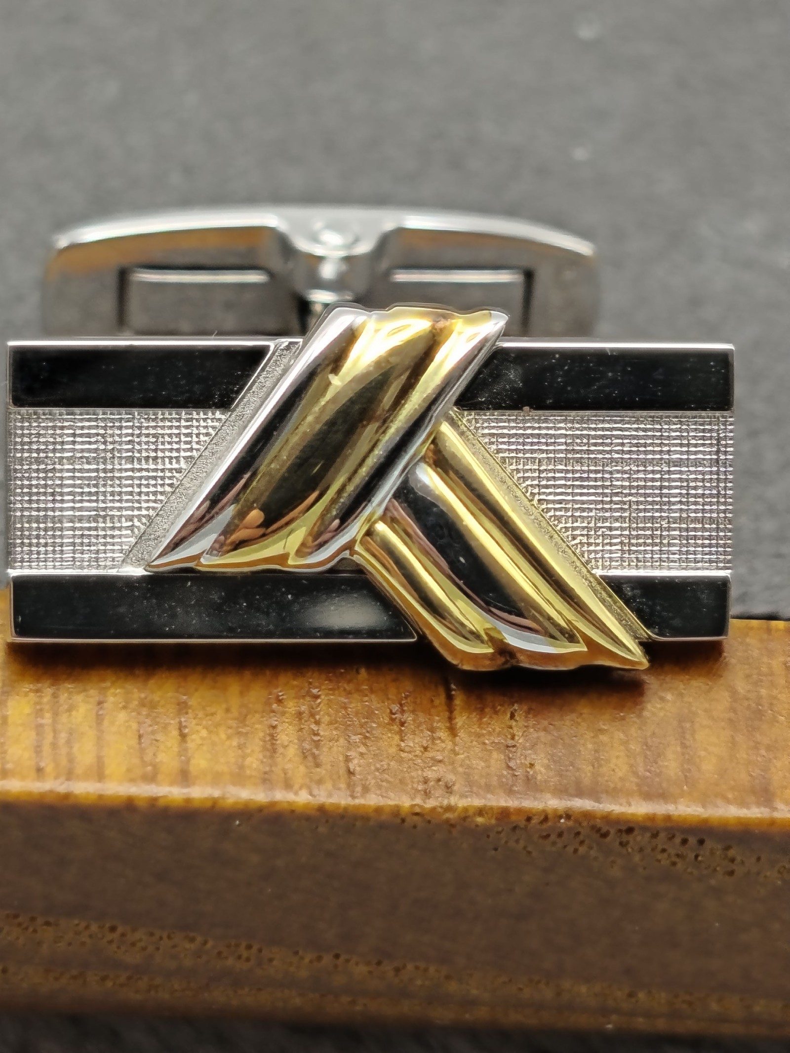 Yves Saint Laurent Silver & Gold Cufflinks in Box 925 silver image 5