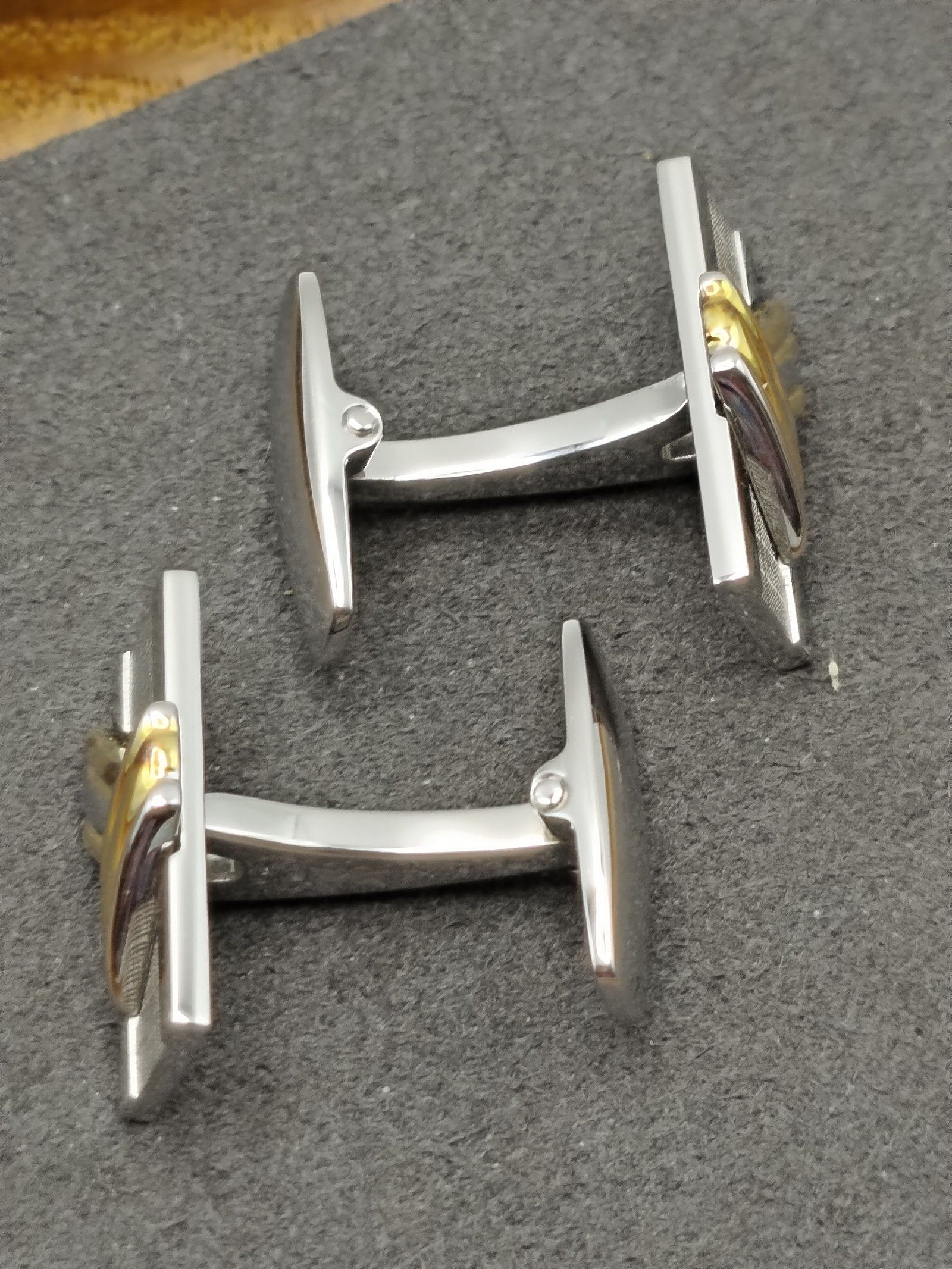 Yves Saint Laurent Silver & Gold Cufflinks in Box 925 silver image 7