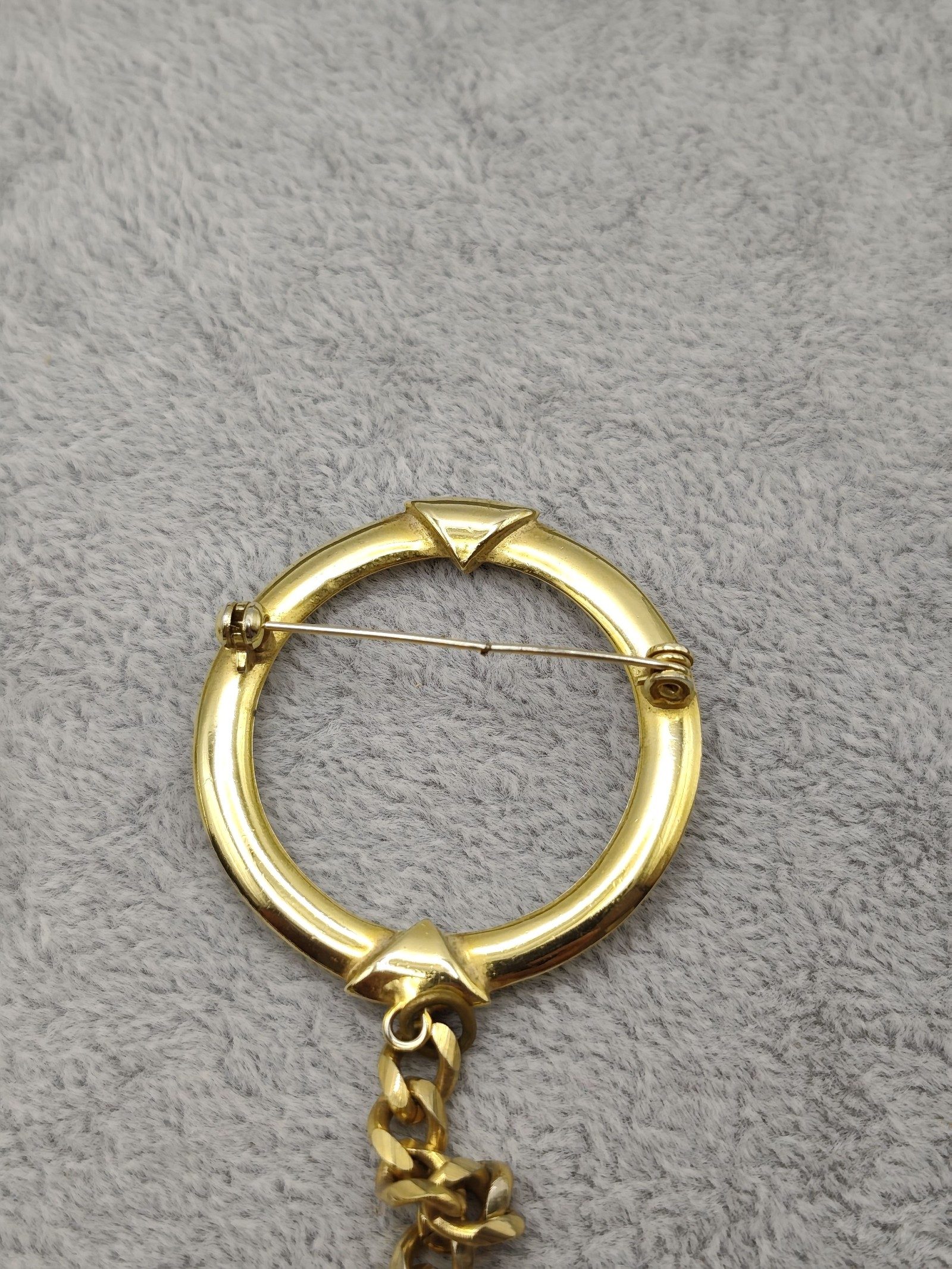 Gold Tone Decorative Chain Linked Brooches with Rhinestone Accents image 6