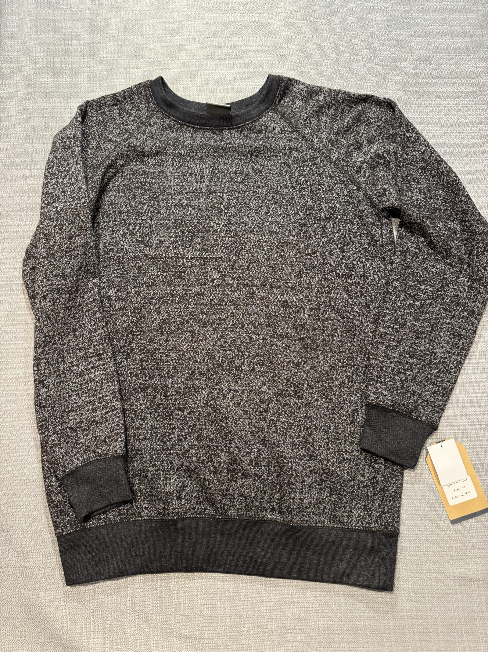 Women's NWT MV Sport Marled Crewneck Sweatshirt – Black Gray – Medium