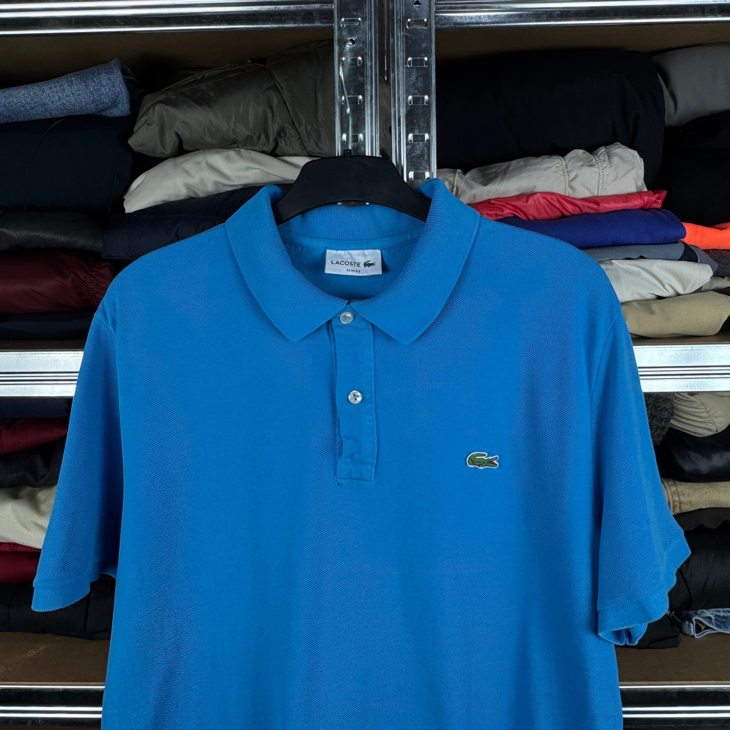 Men`s Lacoste Blue Cotton Polo Shirt Size L image 2