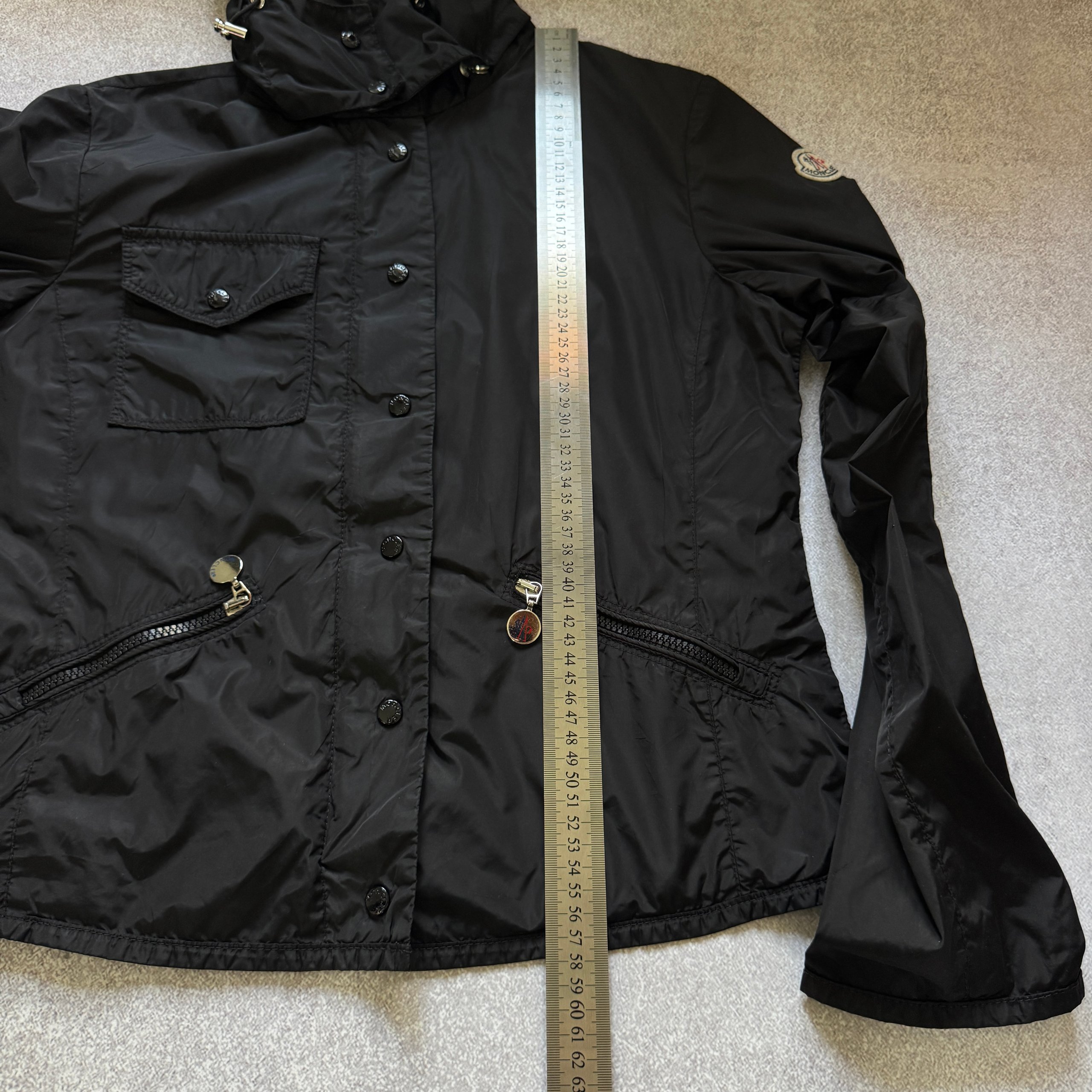 Women`s Moncler Fauve Black Hooded Lightweight Nylon Jacket Size 2 / M image 6