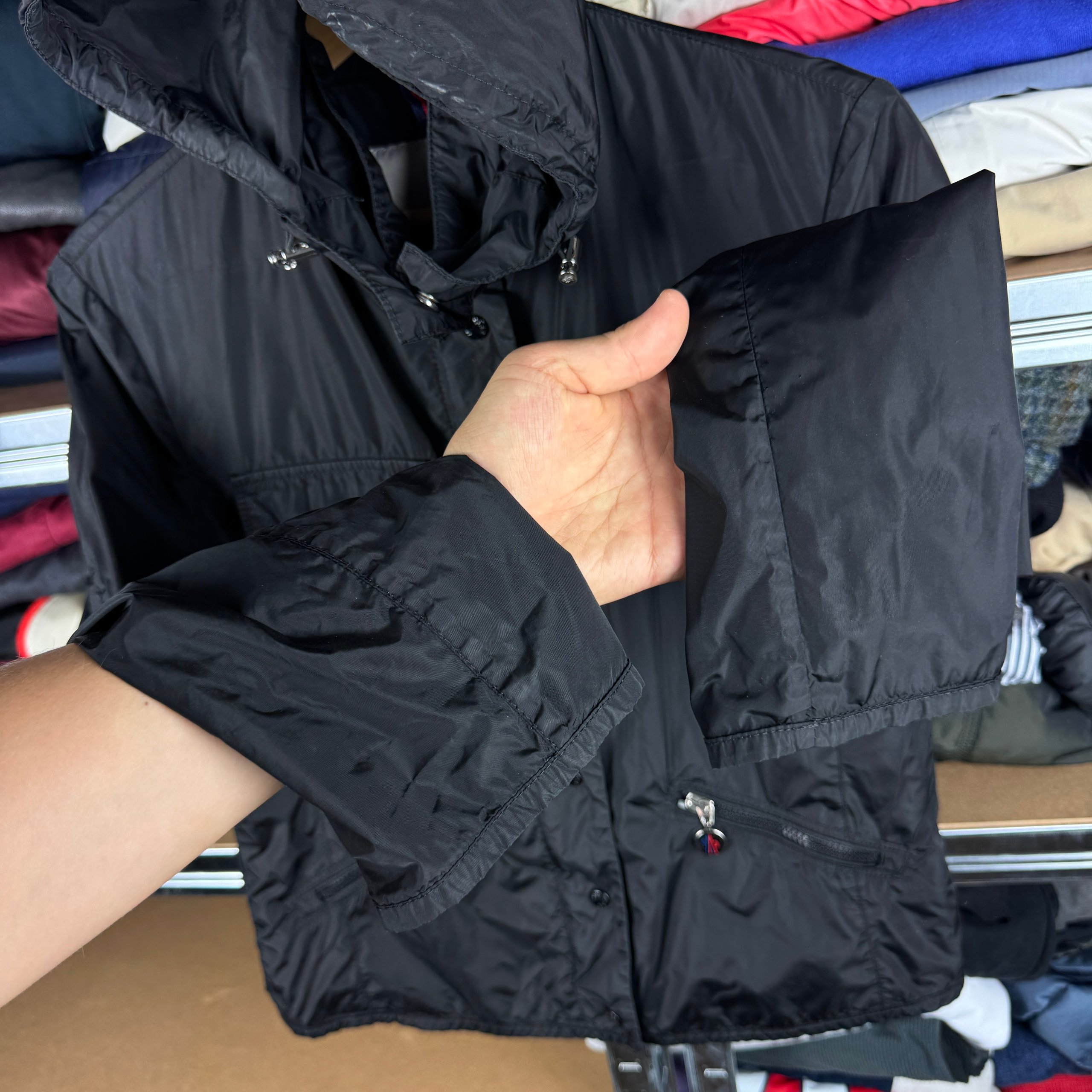 Women`s Moncler Fauve Black Hooded Lightweight Nylon Jacket Size 2 / M image 10