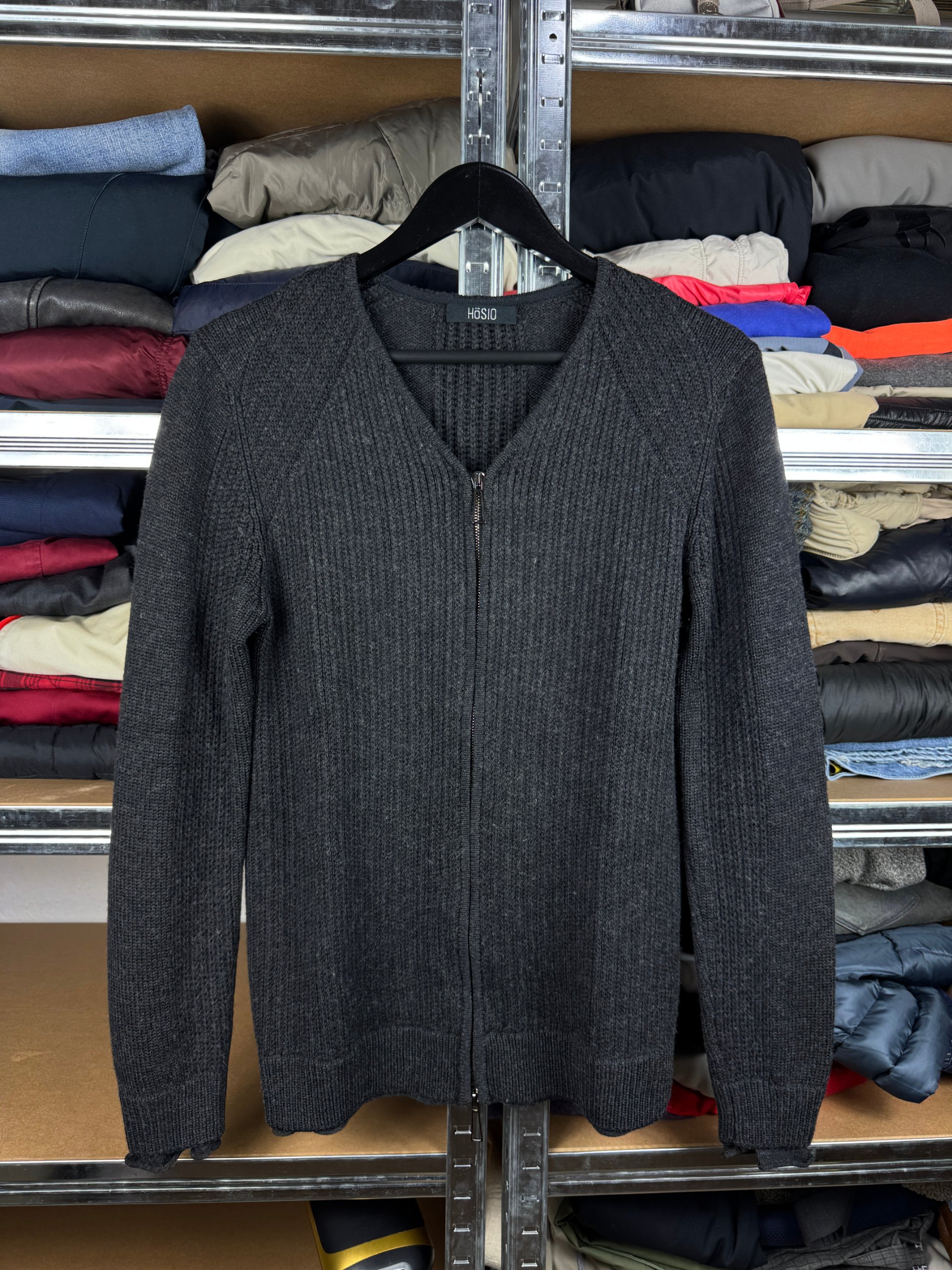 Men`s Hösio Wool Zip Sweater Grey Jumper Size M