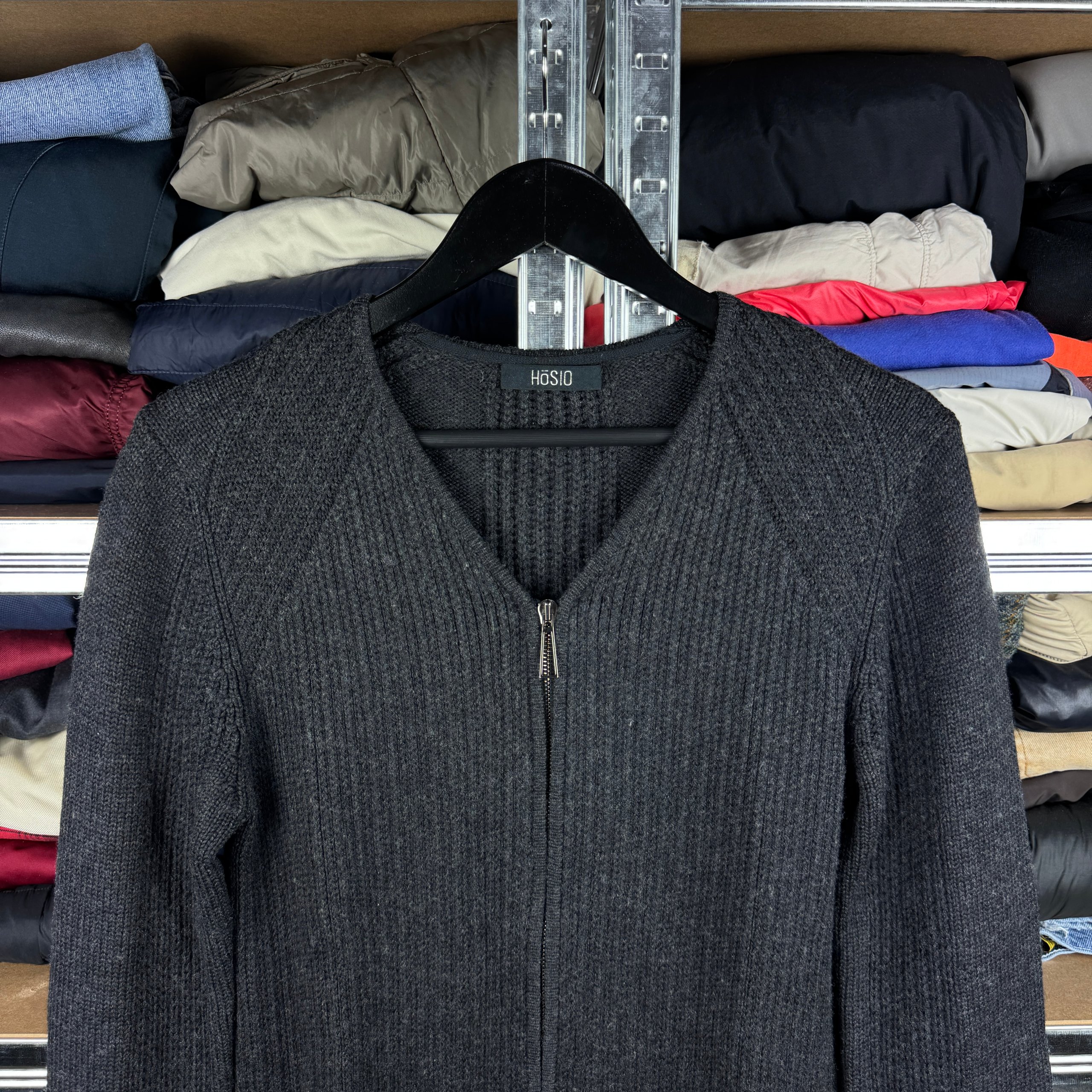 Men`s Hösio Wool Zip Sweater Grey Jumper Size M image 5