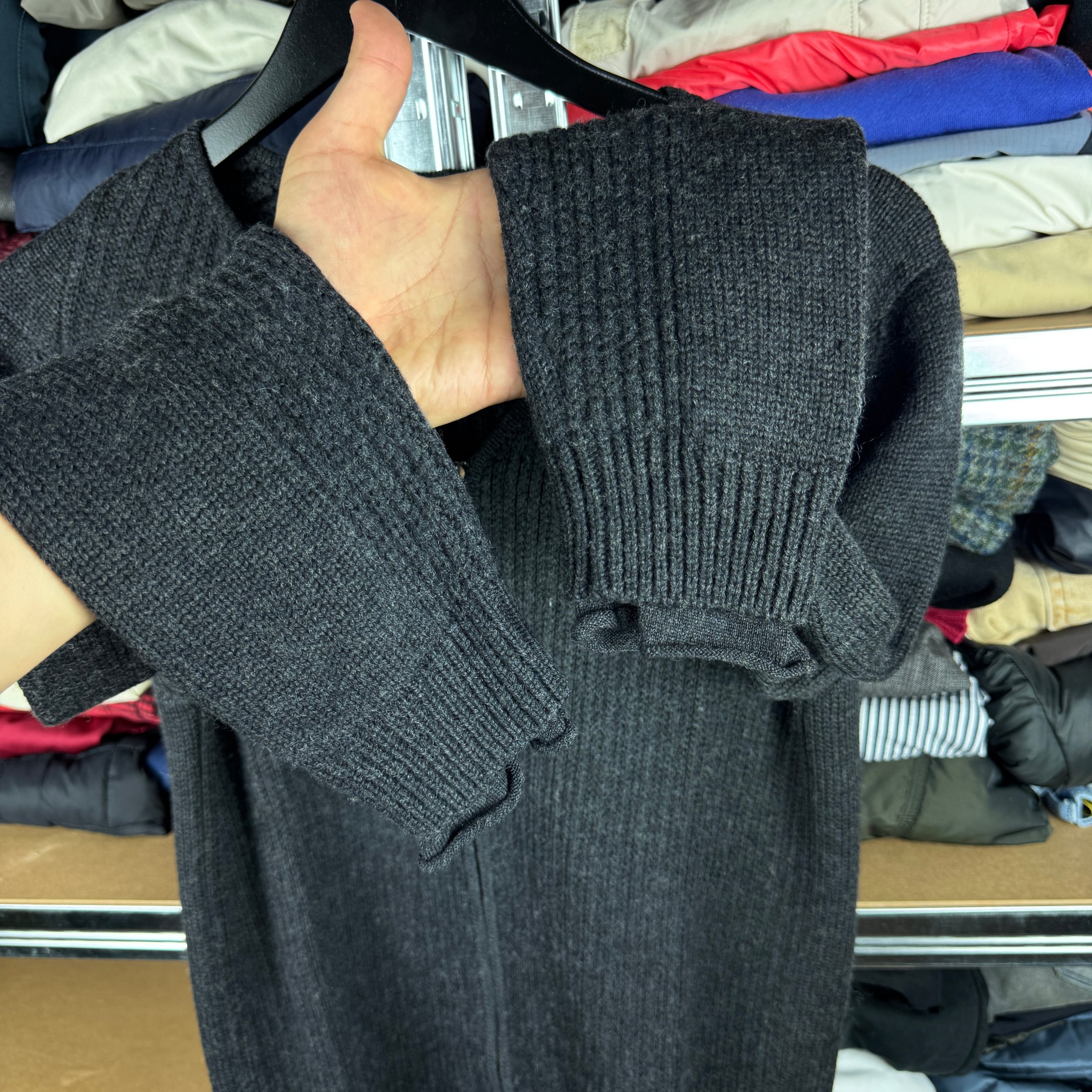 Men`s Hösio Wool Zip Sweater Grey Jumper Size M image 7