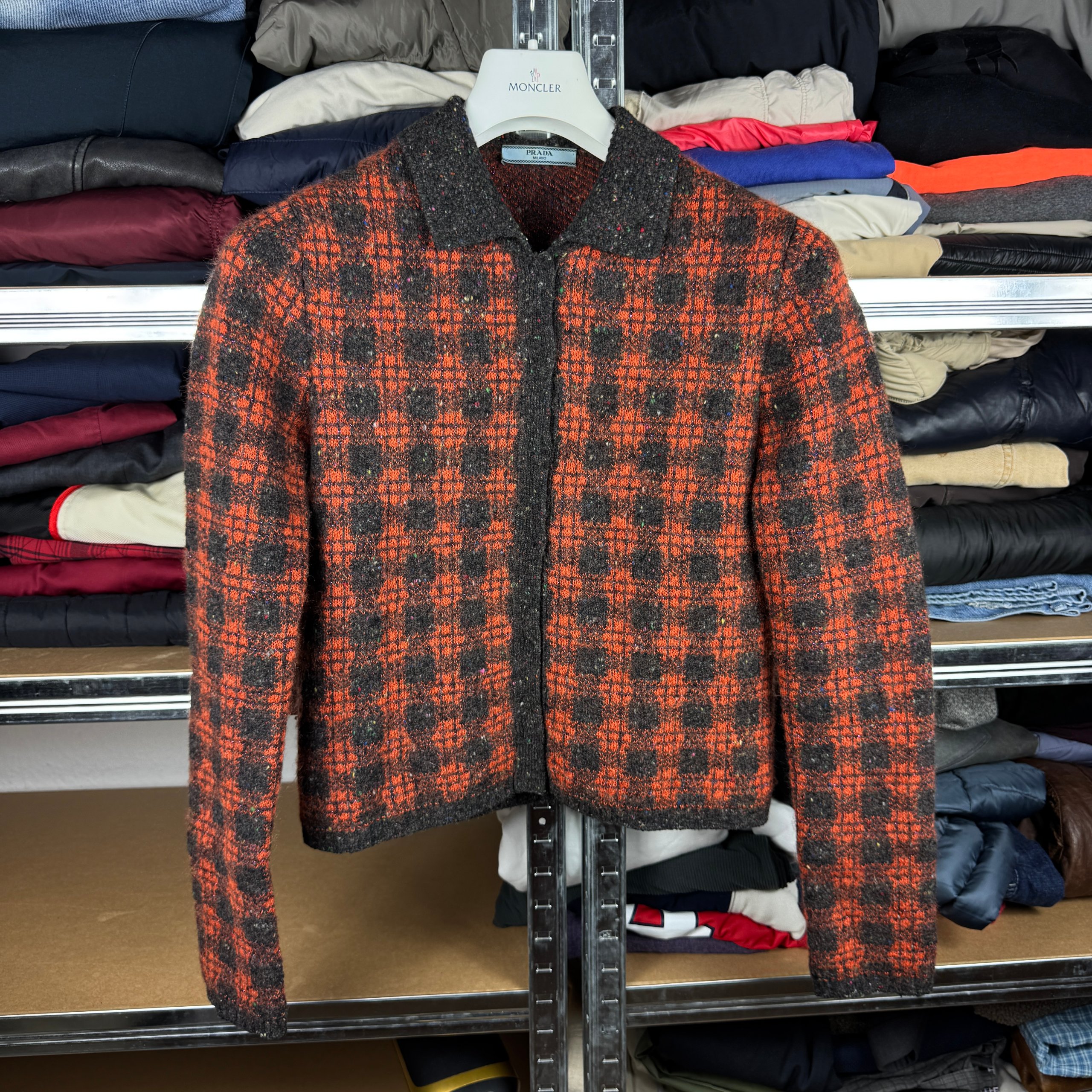 Prada Orange / Black Wool Cashmere Mohair Cardigan Jacket Size 40 / XS-S