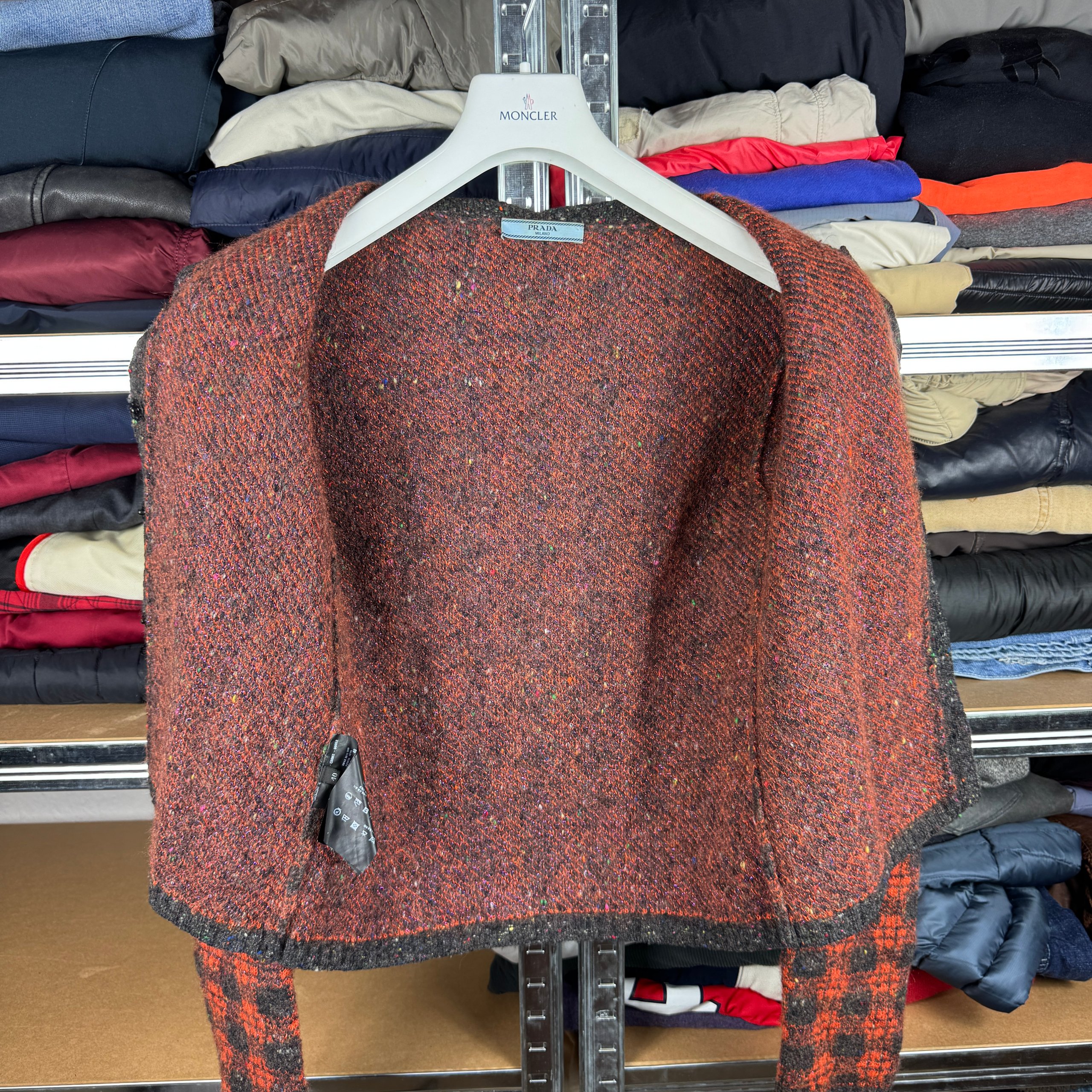 Prada Orange / Black Wool Cashmere Mohair Cardigan Jacket Size 40 / XS-S image 3