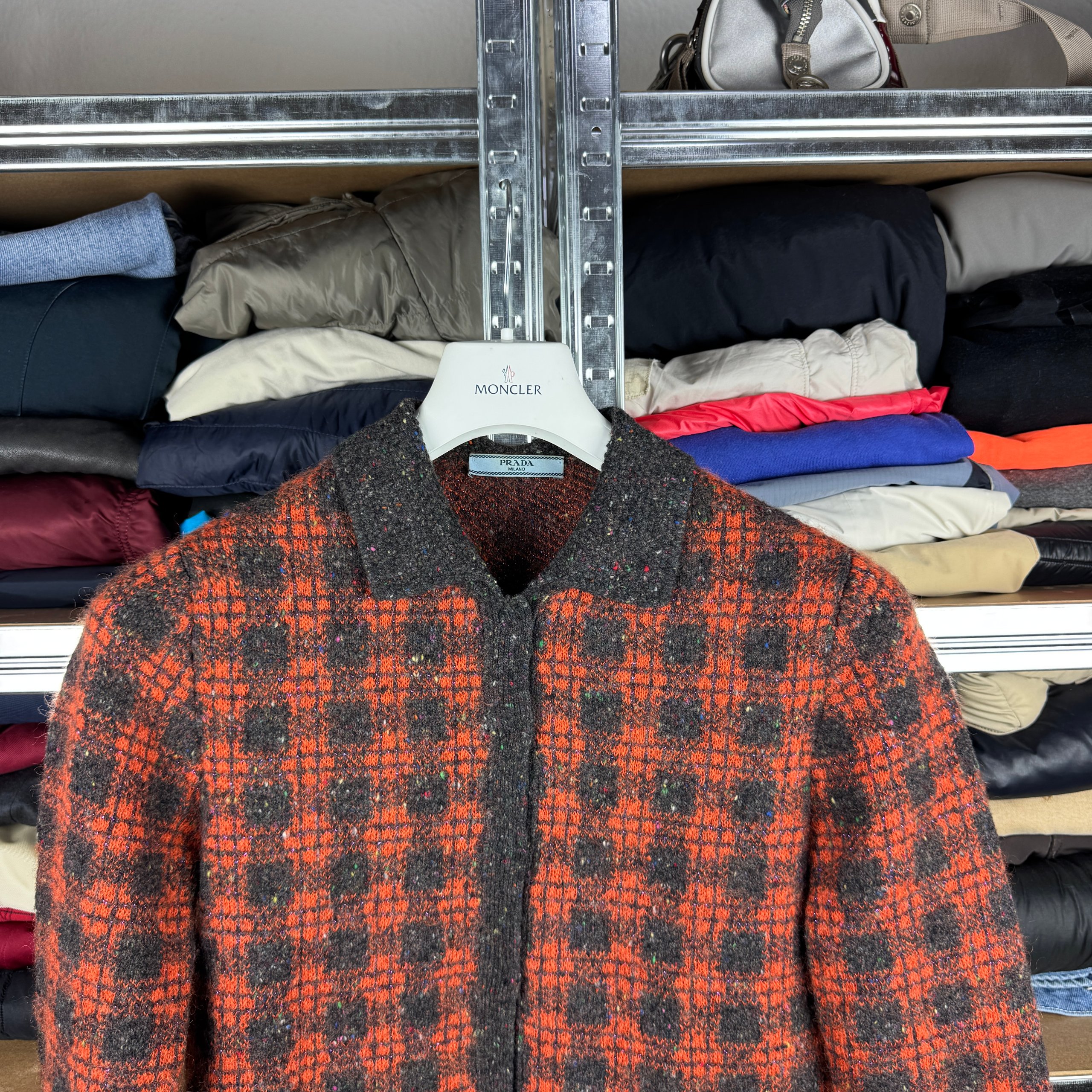Prada Orange / Black Wool Cashmere Mohair Cardigan Jacket Size 40 / XS-S image 6