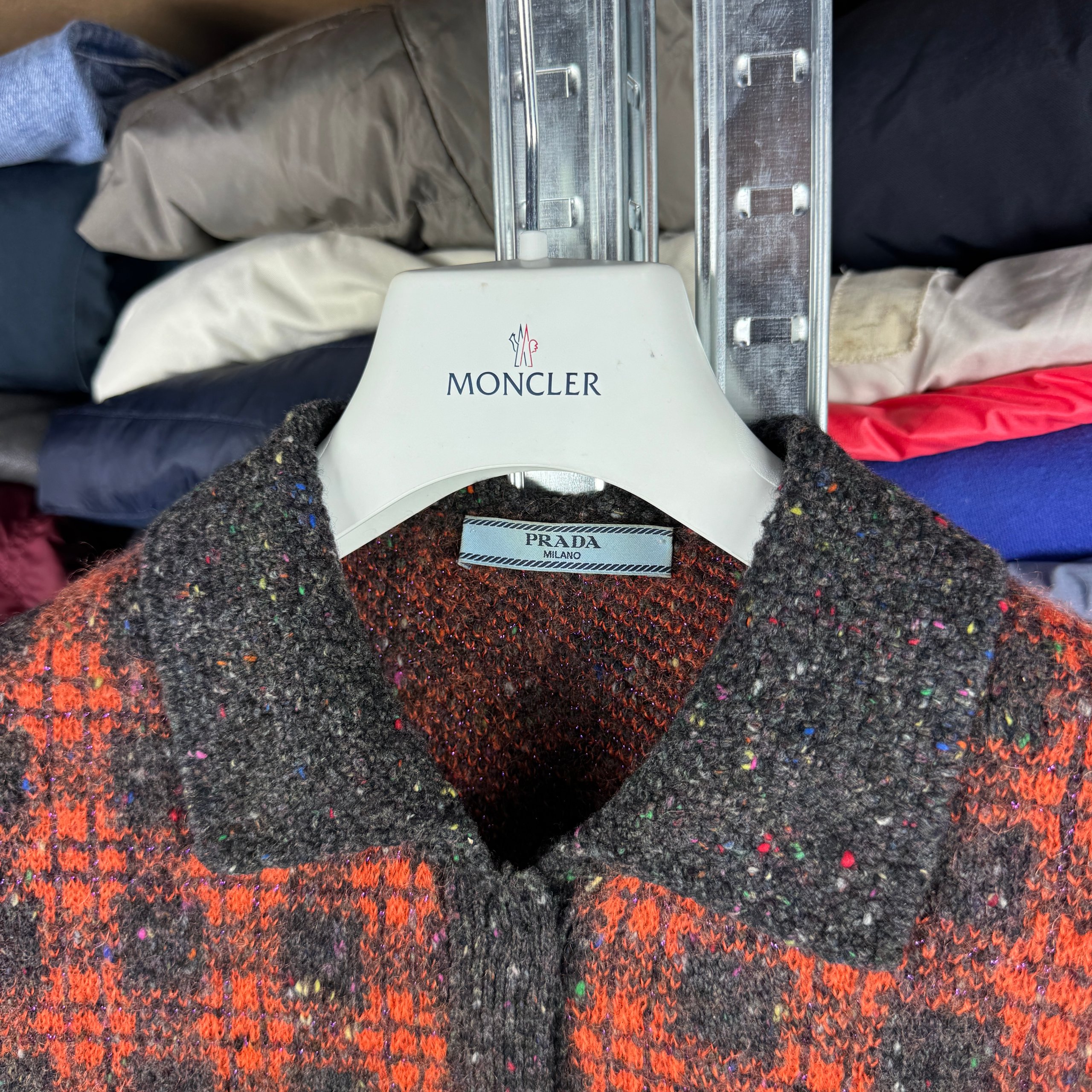 Prada Orange / Black Wool Cashmere Mohair Cardigan Jacket Size 40 / XS-S image 9