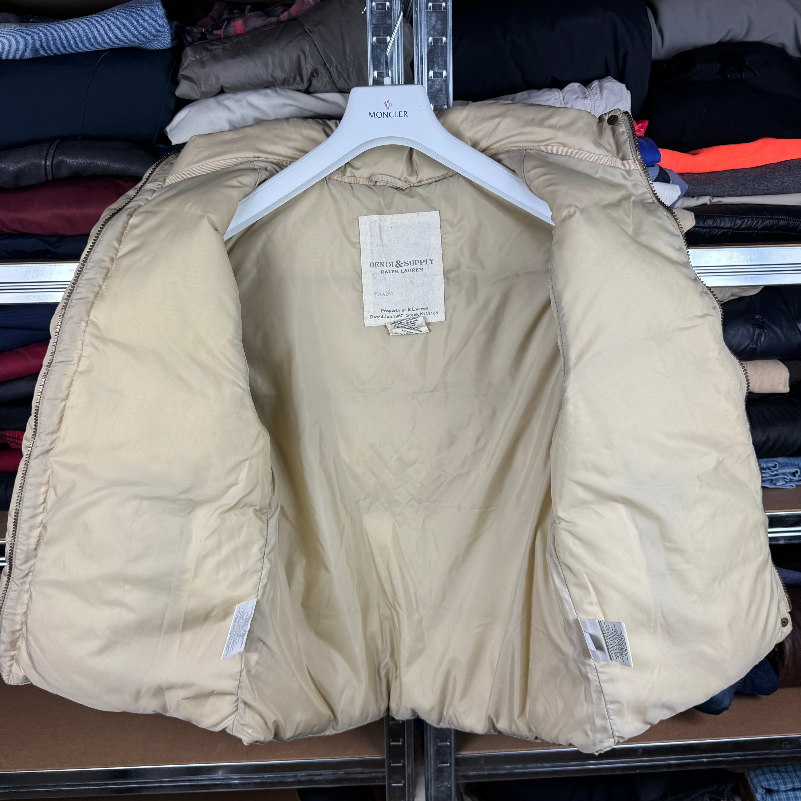 Women`s Ralph Lauren Denim & Supply Beige Down Puffer Vest Size L image 3