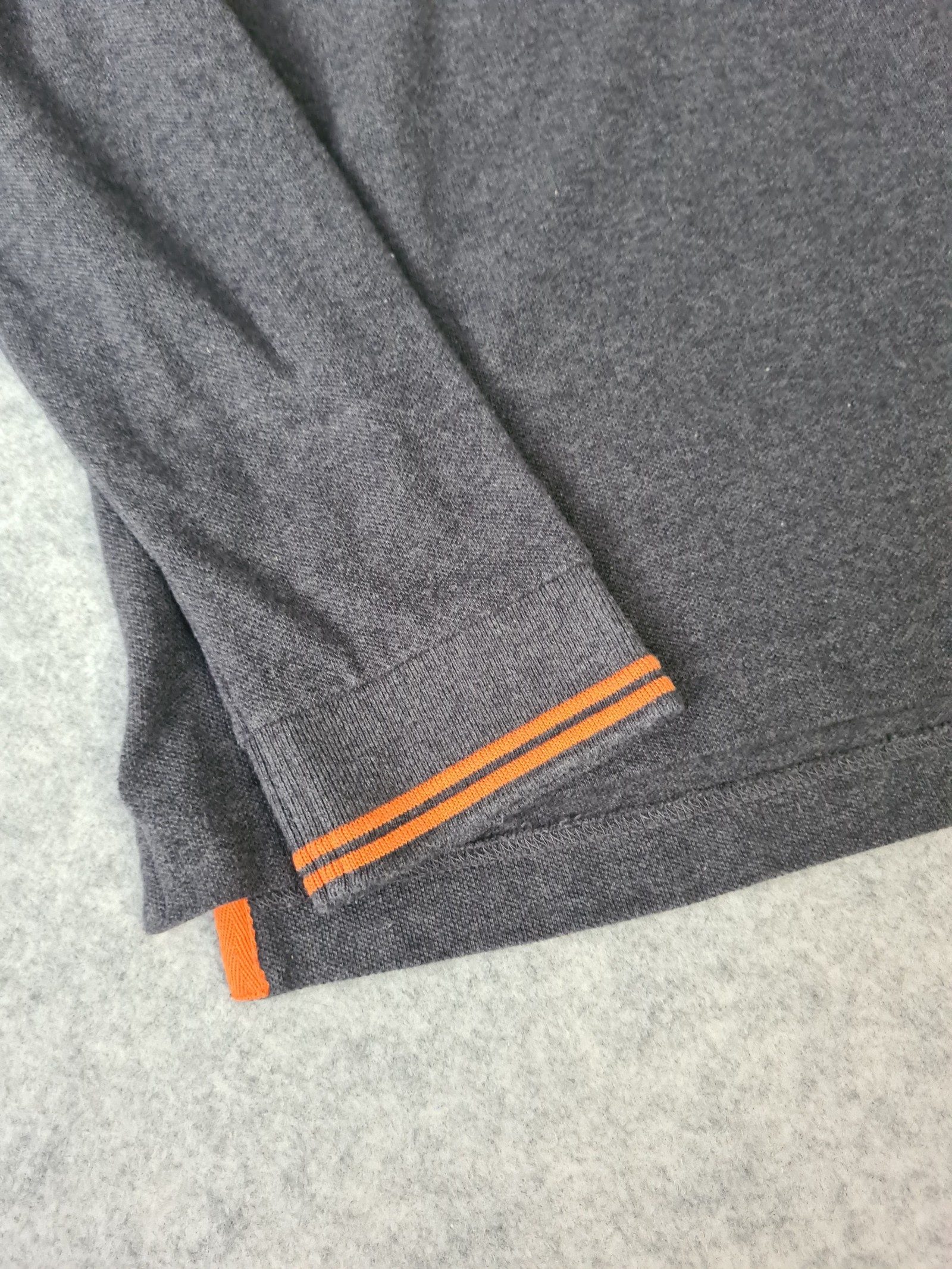 Superdry Grey Long Sleeve Polo Shirt Orange Trim XL Slim Fit 1185 image 2