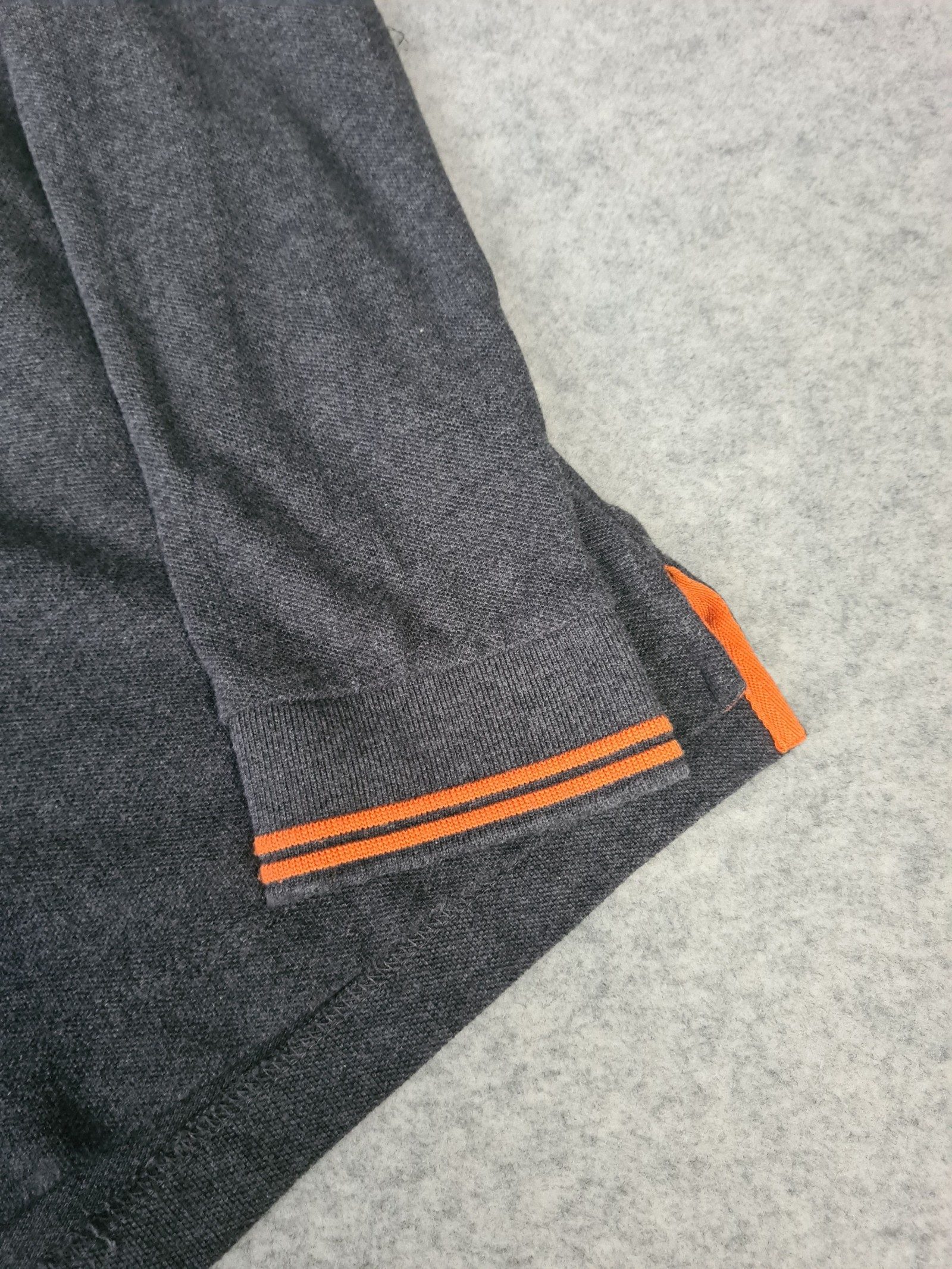 Superdry Grey Long Sleeve Polo Shirt Orange Trim XL Slim Fit 1185 image 3