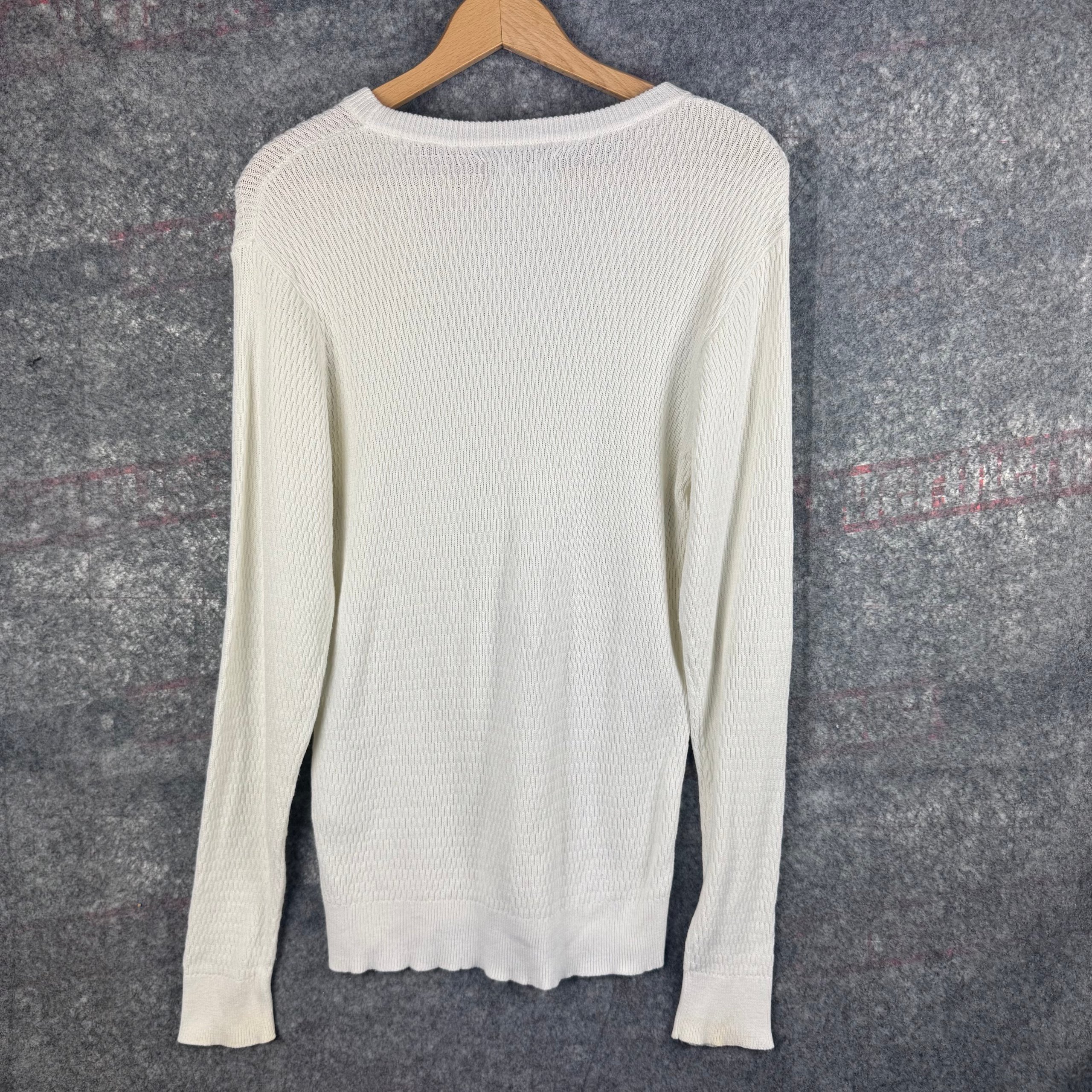GANT Off White Textured Cotton Crew Neck Sweater Women’s M image 5
