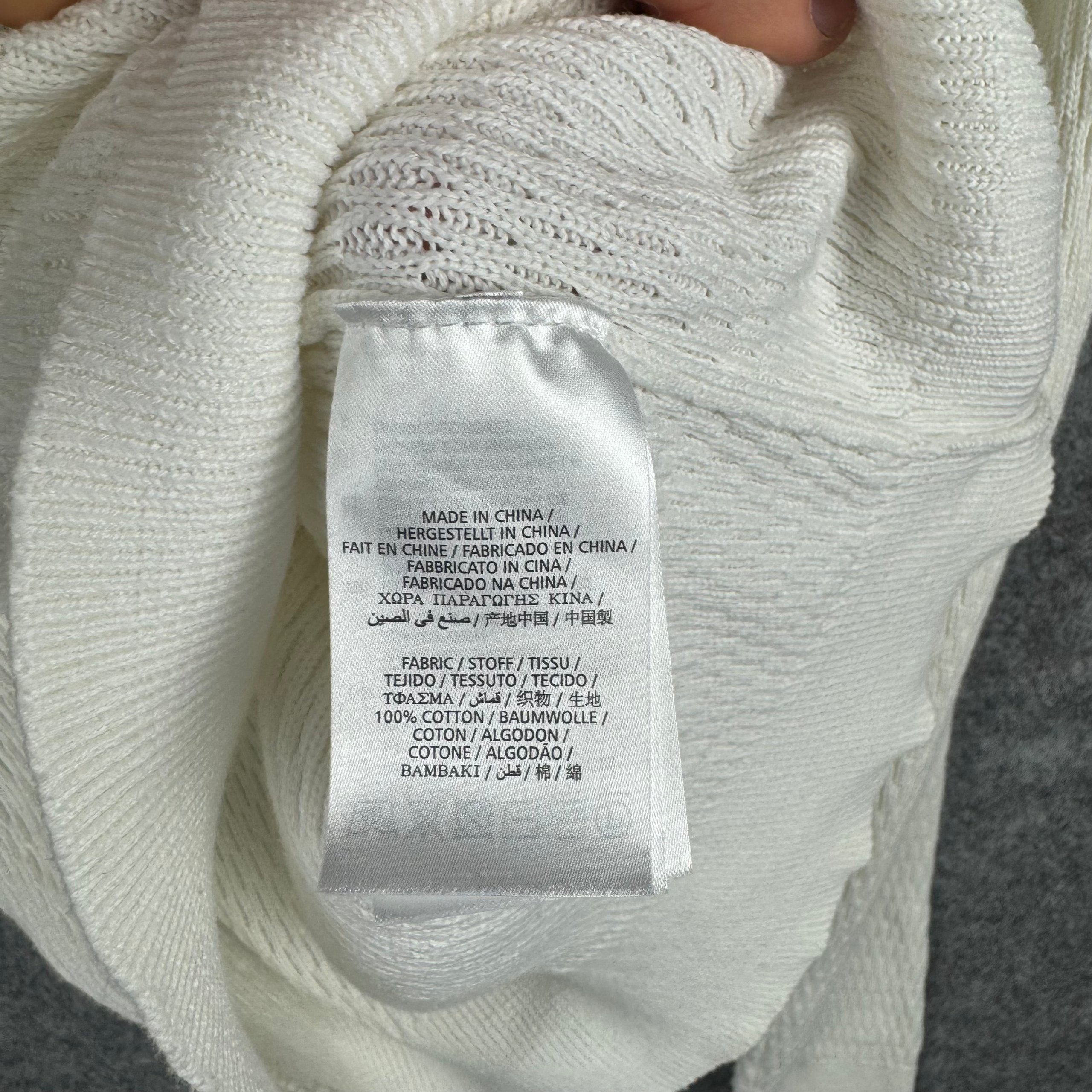 GANT Off White Textured Cotton Crew Neck Sweater Women’s M image 6