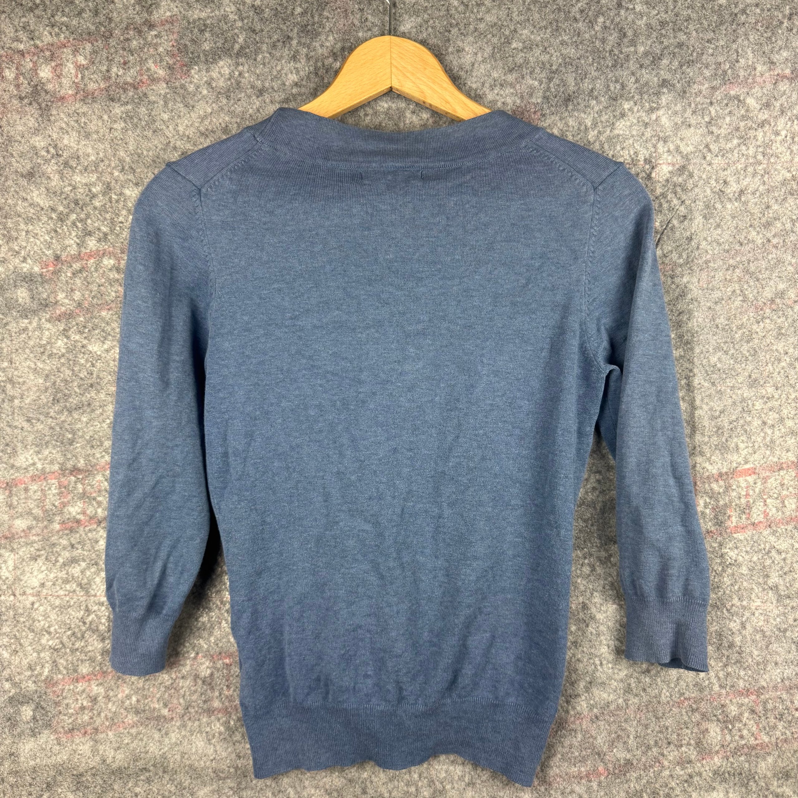 Boden Slate Blue Fine Knit Cardigan Women’s S Blue V‑Neck Buttons image 4