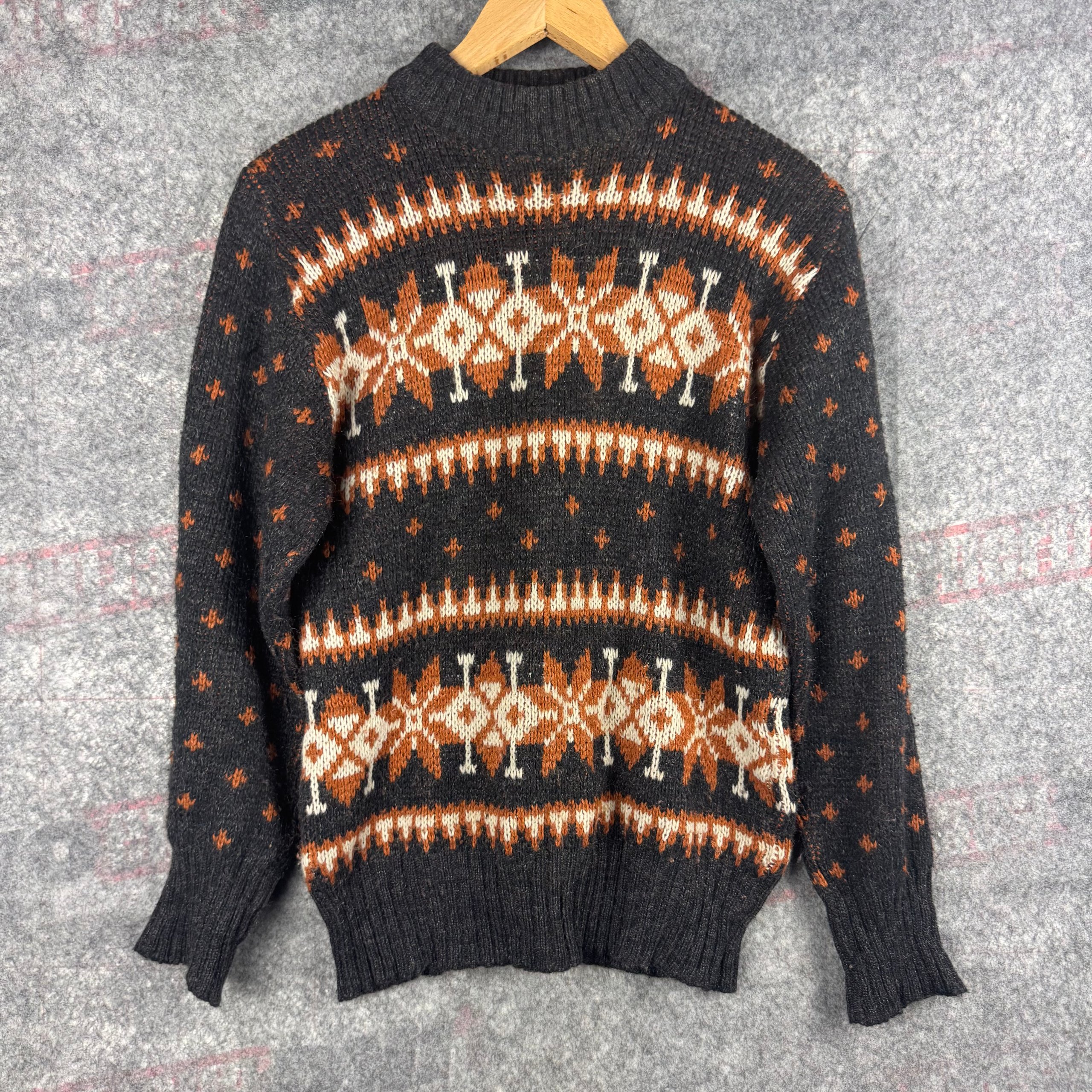 Canda Black & Rust Fair Isle Mohair Blend Jumper Made in England Small