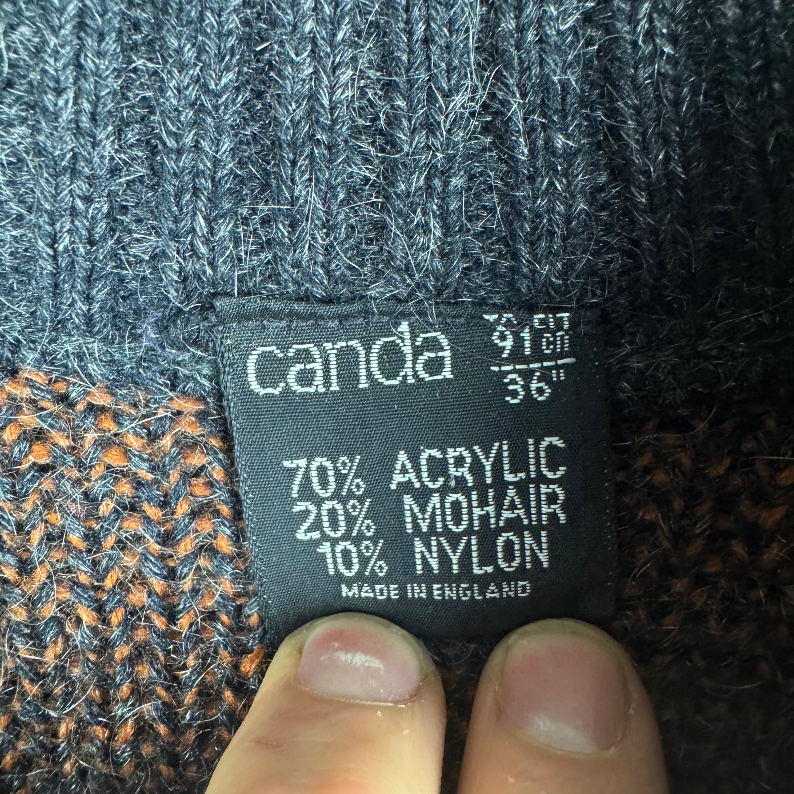 Canda Black & Rust Fair Isle Mohair Blend Jumper Made in England Small image 3