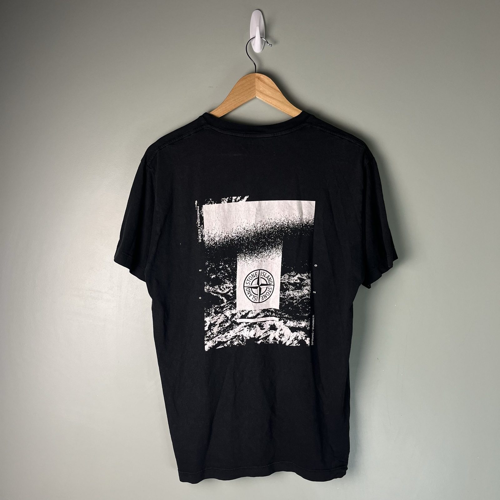 Stone Island Black/White Graphic Compass Logo T-Shirt