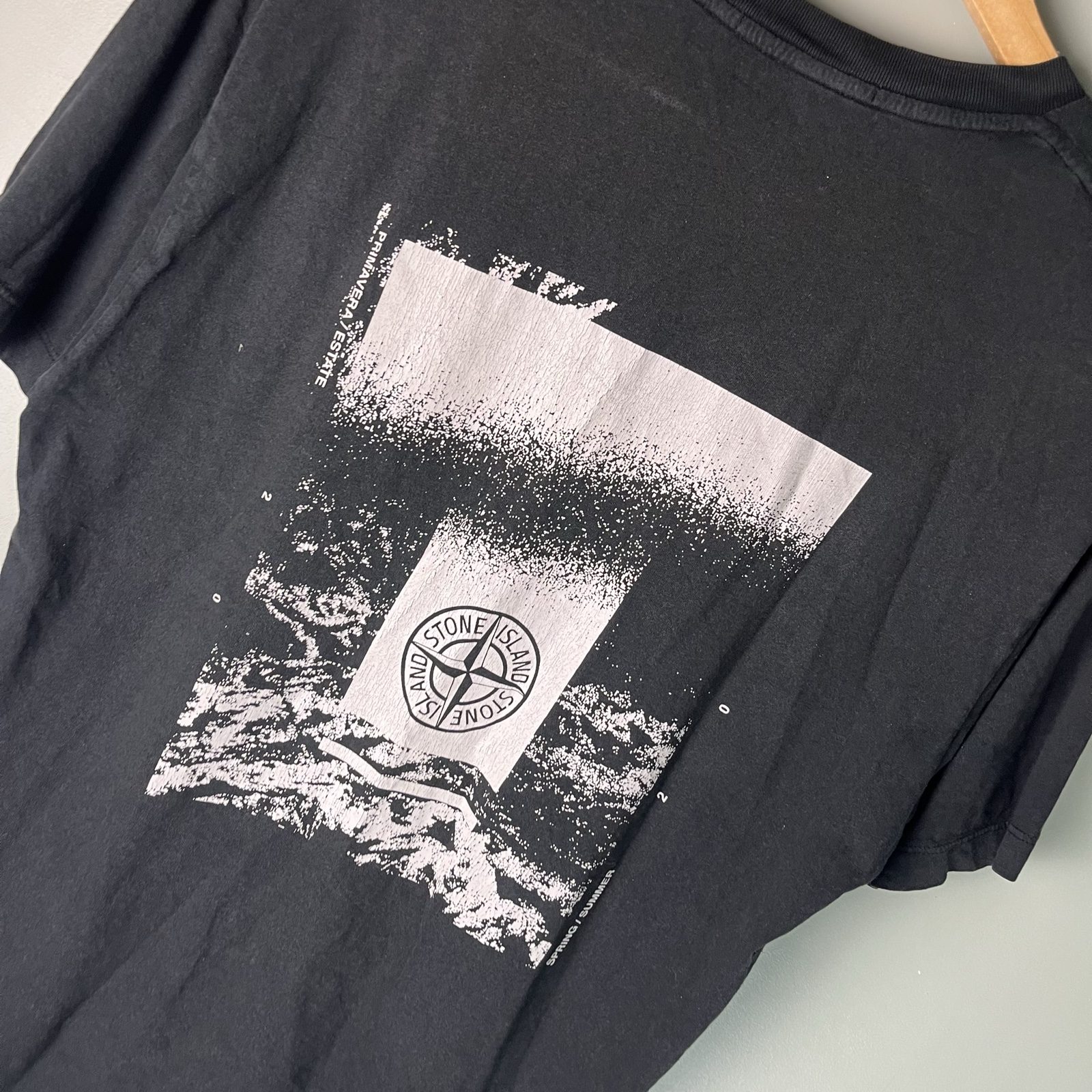 Stone Island Black/White Graphic Compass Logo T-Shirt image 3