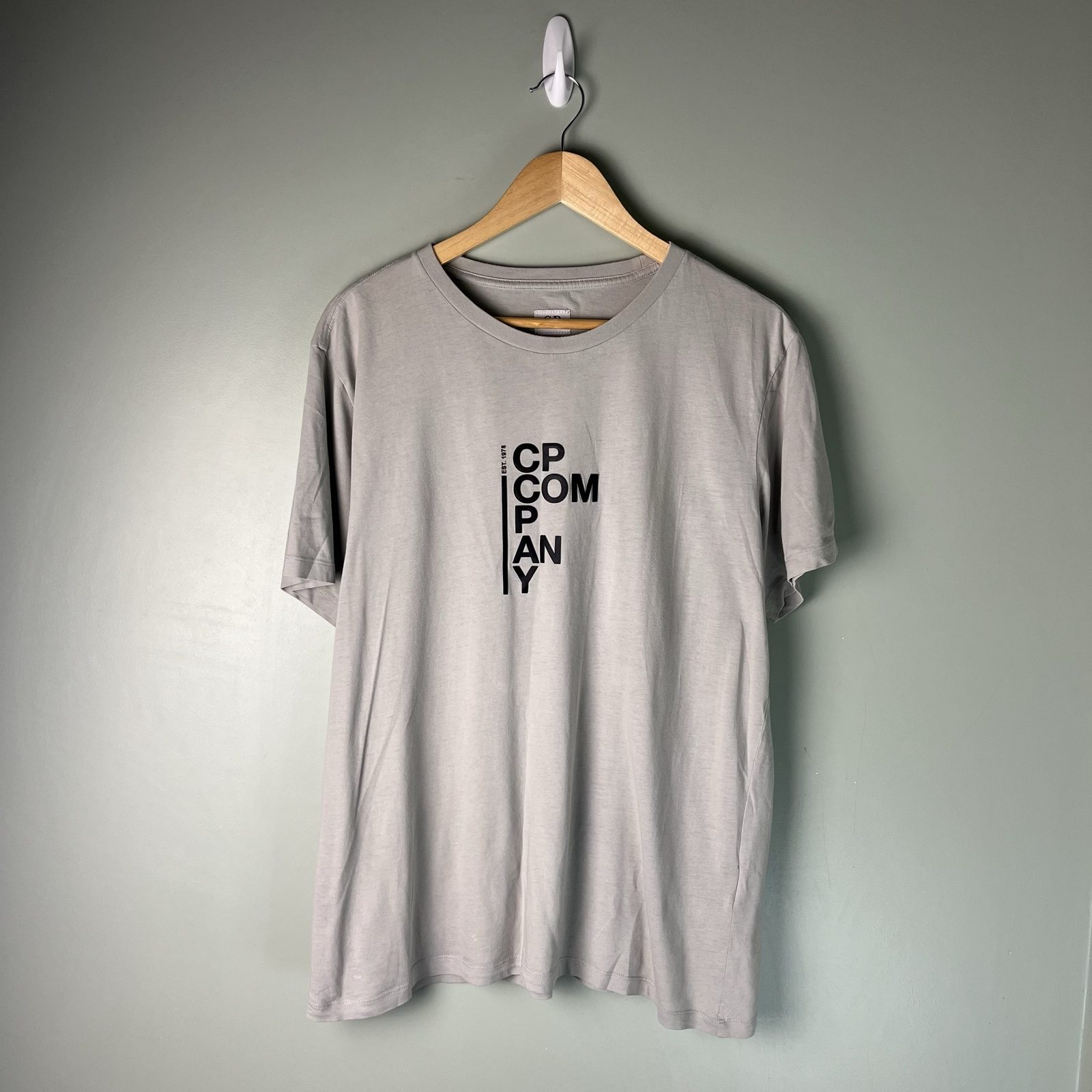 C.P. Company Men's Charcoal Grey Spell out Logo T-Shirt image 2
