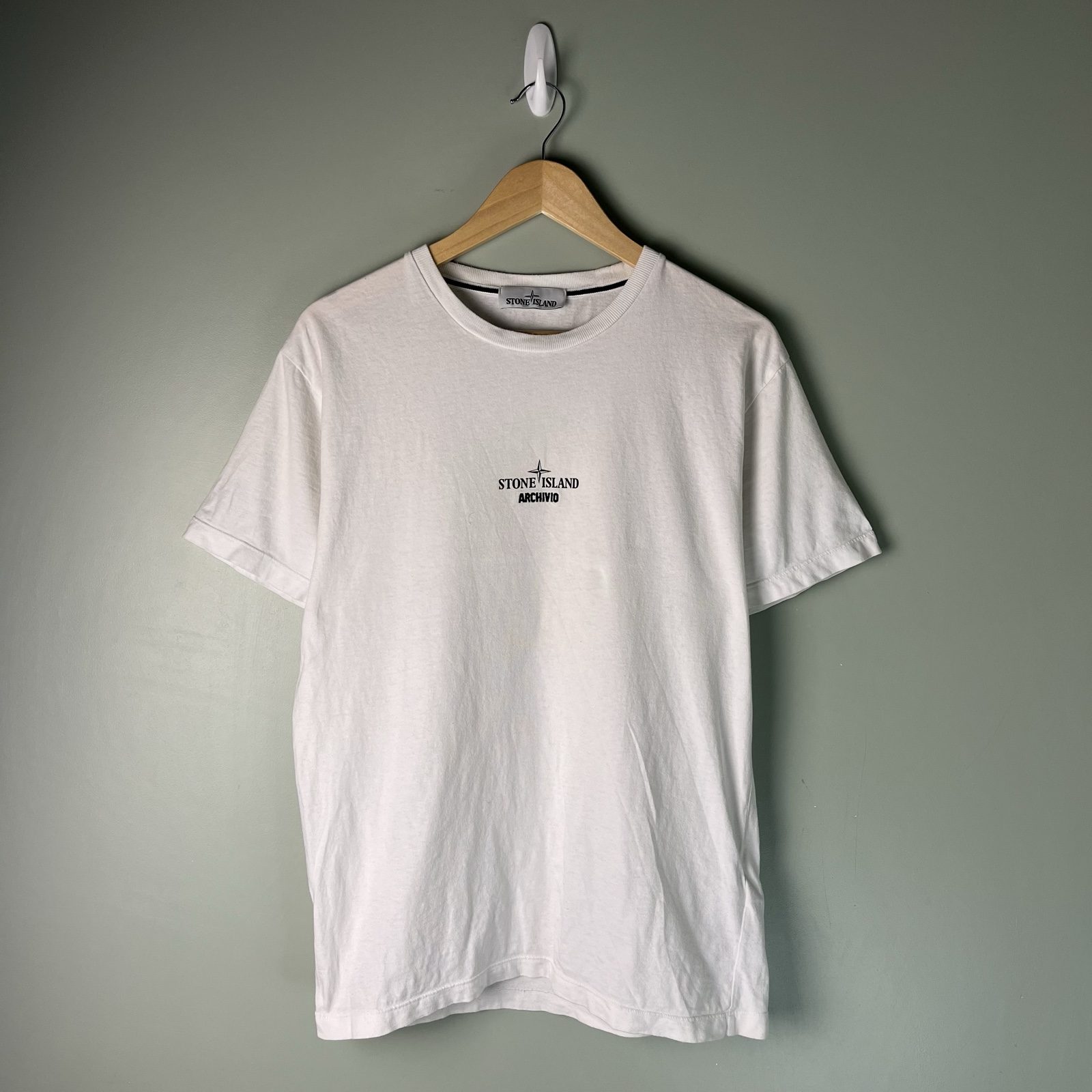 Stone Island White Archivio Cotton T-Shirt Front & Back Print image 2
