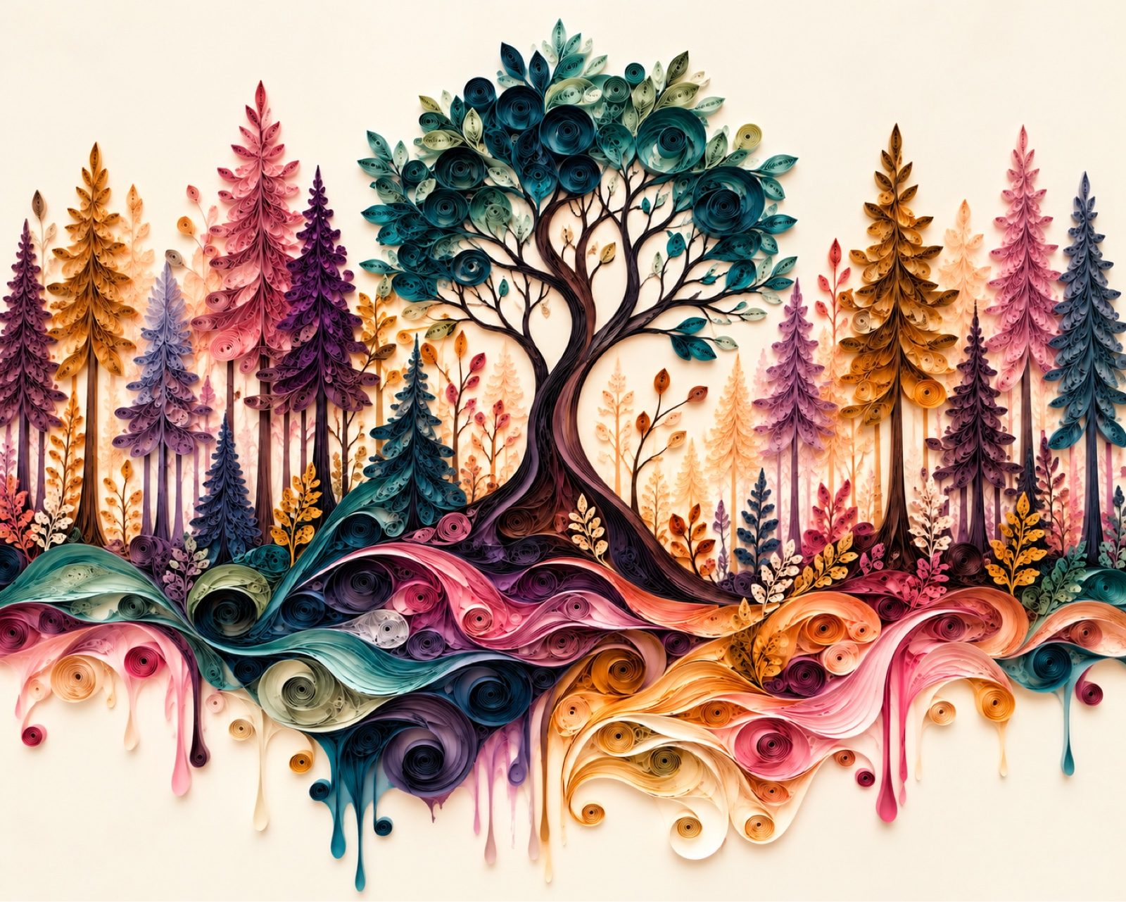 10x8 Black Framed Colorful Tree & Forest Art Print