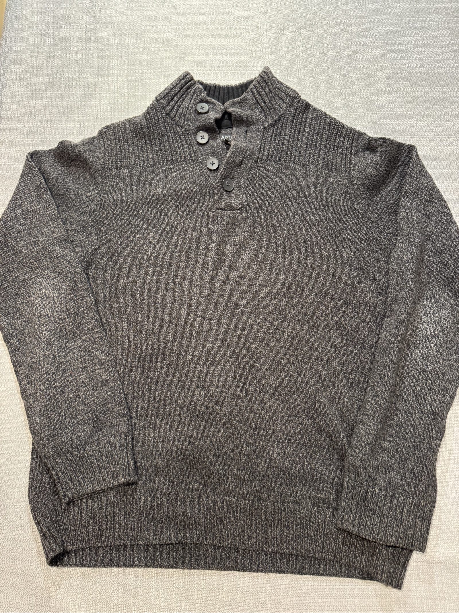 Men’s Apt. 9 Button Mock Neck Sweater – Charcoal Gray – Large