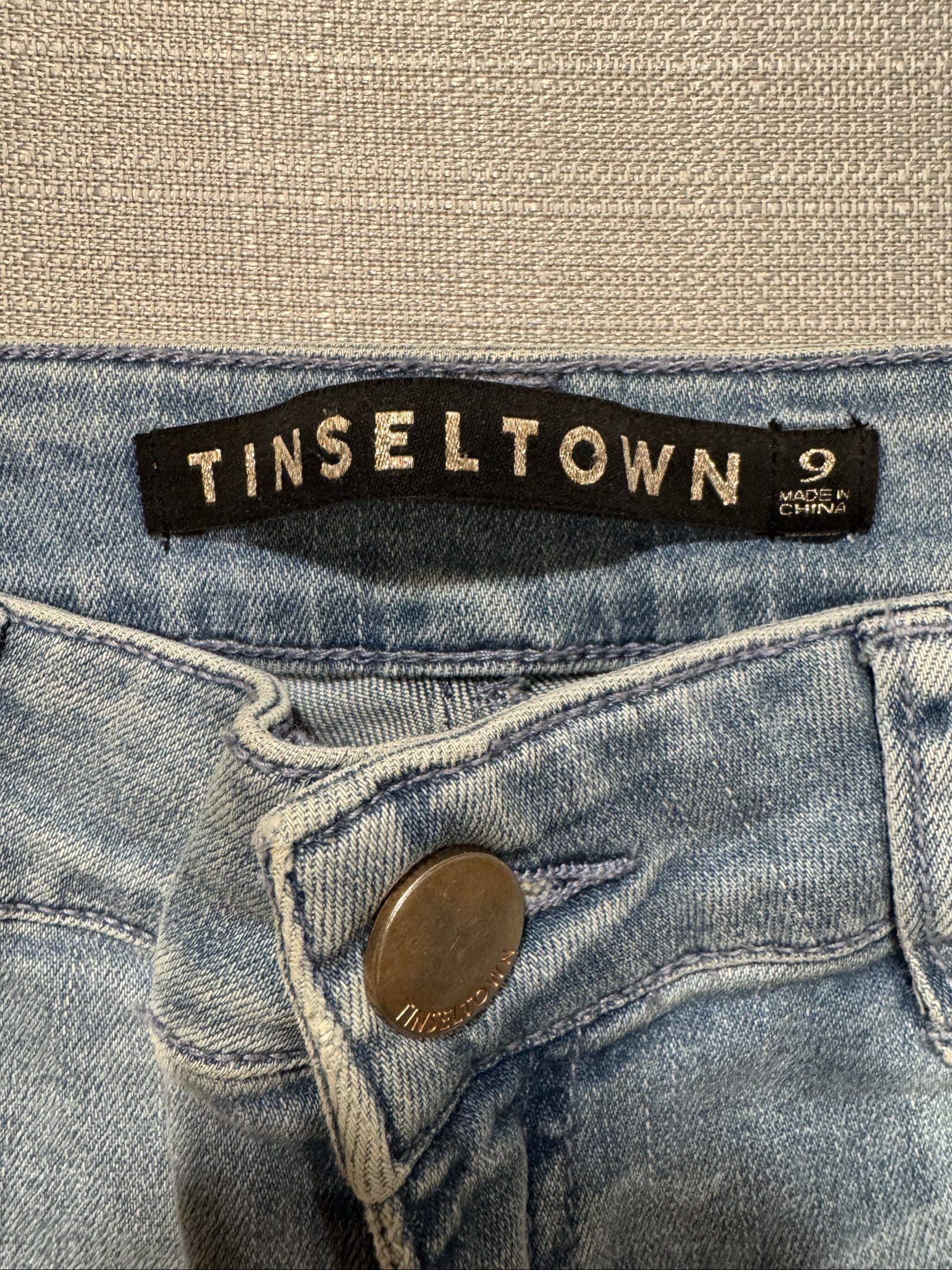 Women’s Tinseltown Distressed Ripped Skinny Jeans – Light Wash – 9 image 5