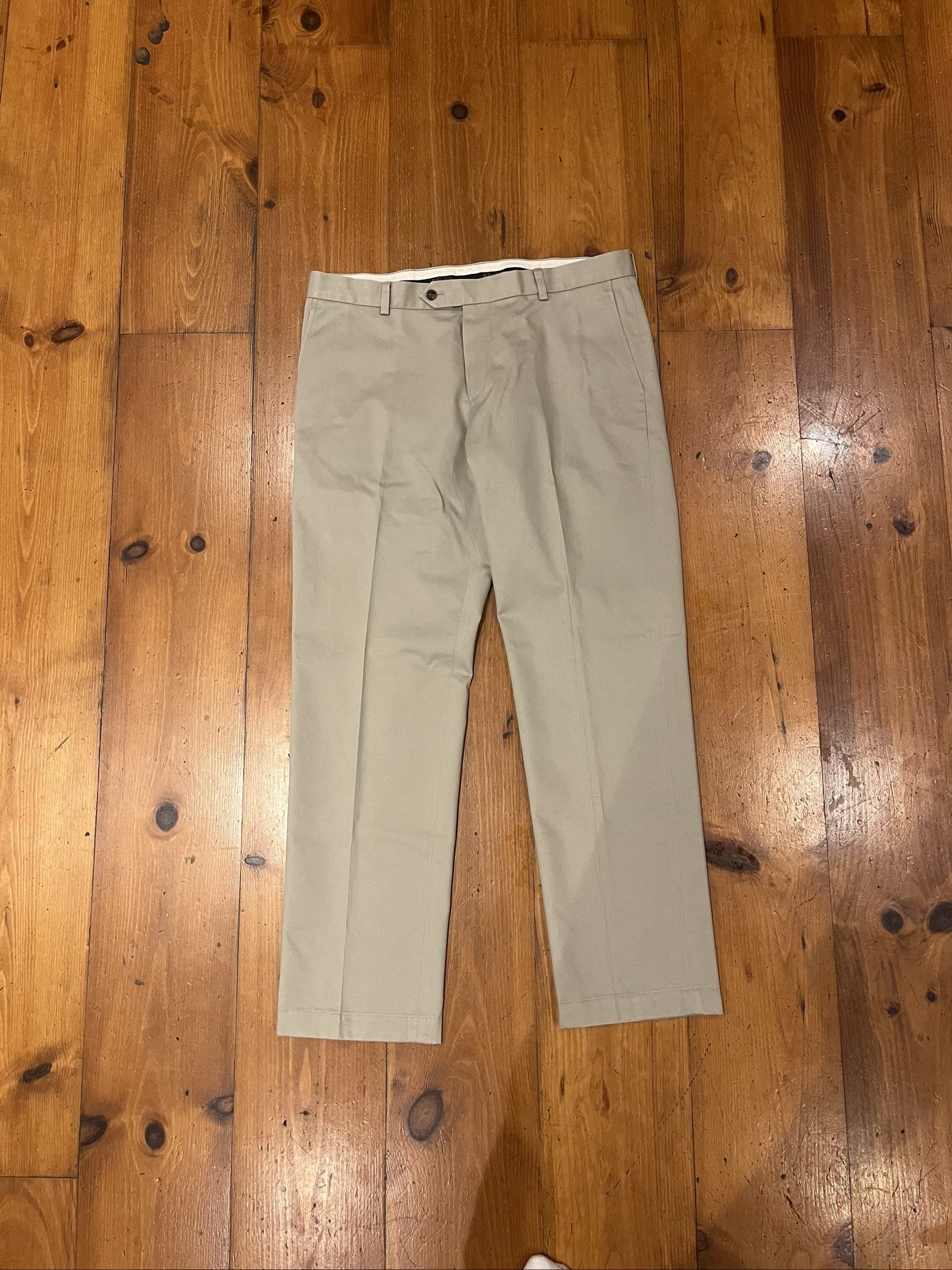 Brooks Brothers Beige Advantage Chino Trousers W36 L32 100% Cotton image 2
