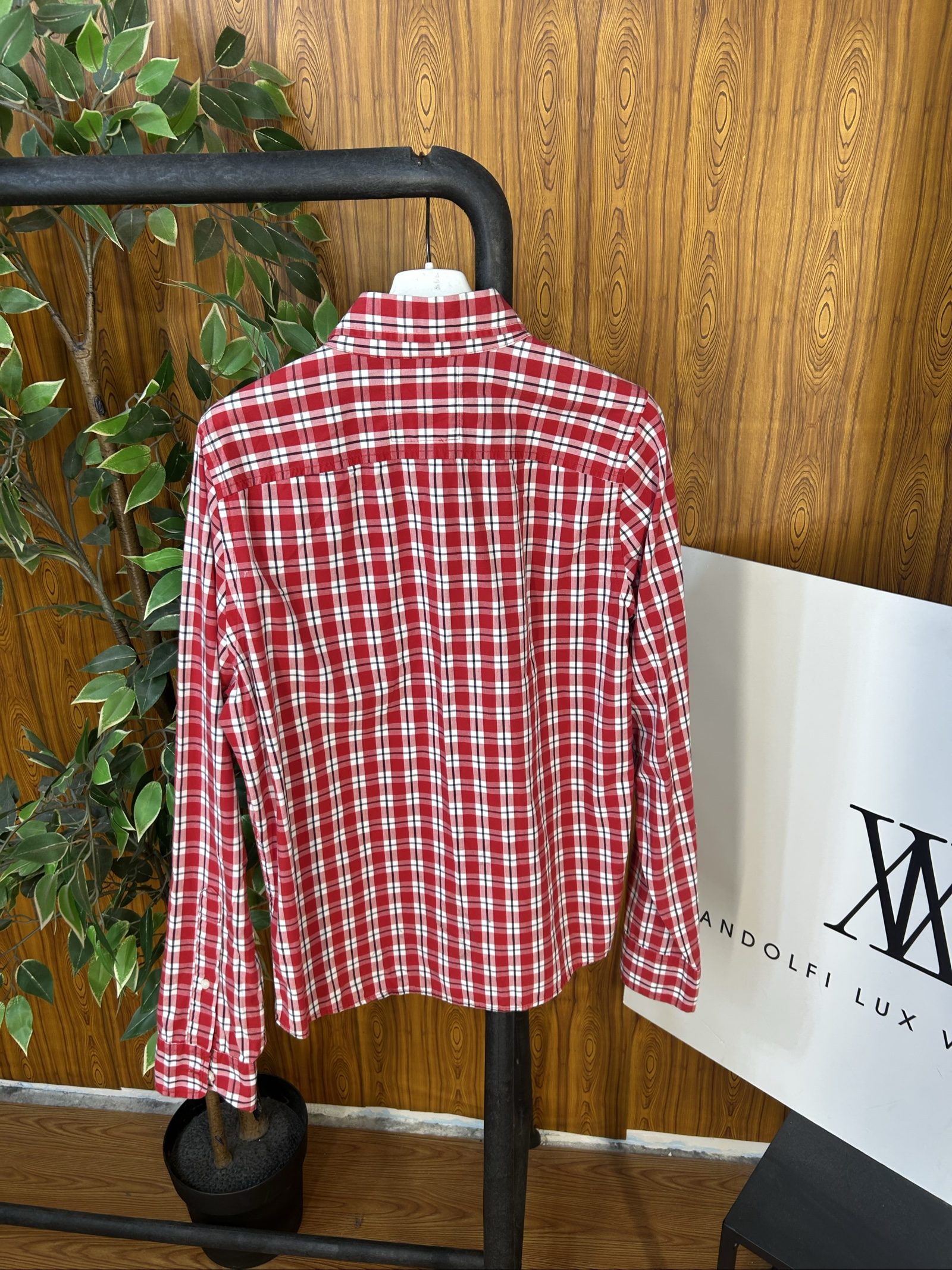 Hollister Men's Red & White Checked Shirt Medium image 5