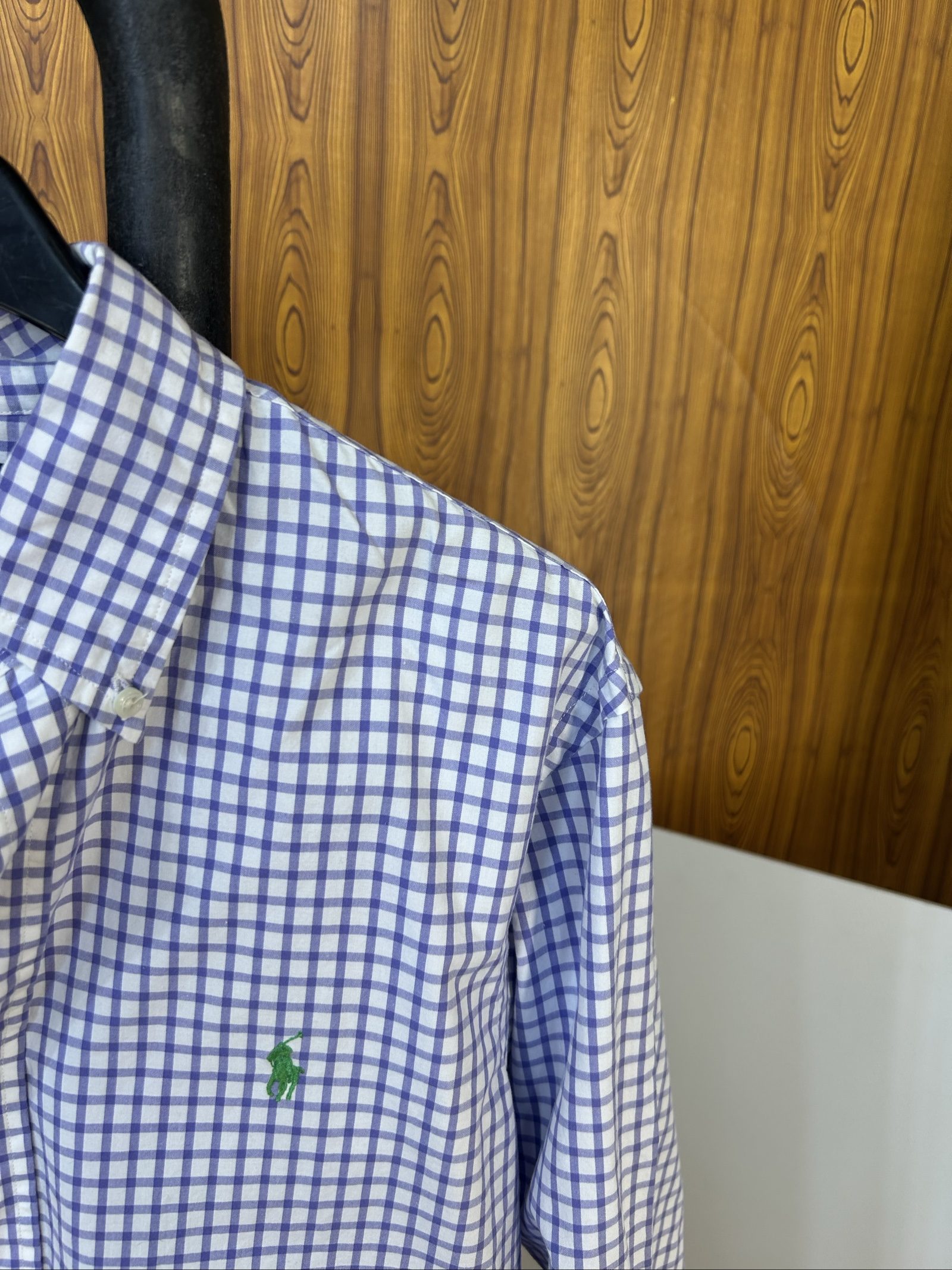Ralph Lauren Uomo Camicia Quadri Viola e Bianco S Custom Fit Cotone image 2