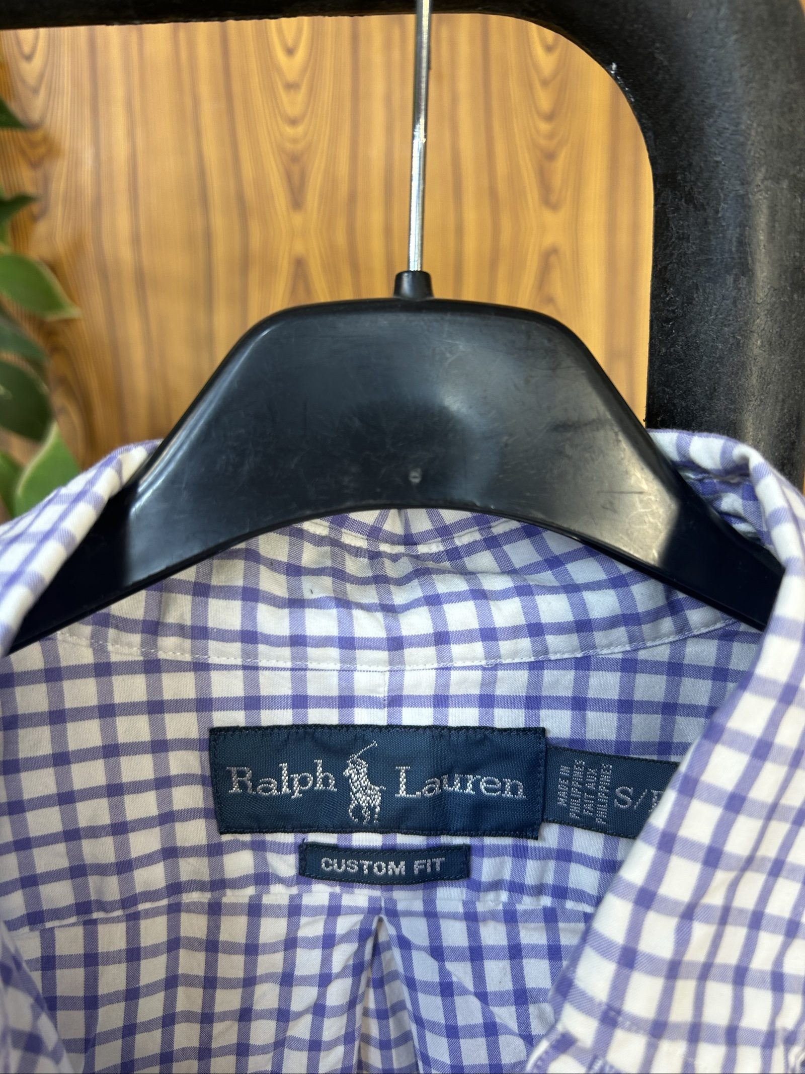 Ralph Lauren Uomo Camicia Quadri Viola e Bianco S Custom Fit Cotone image 3