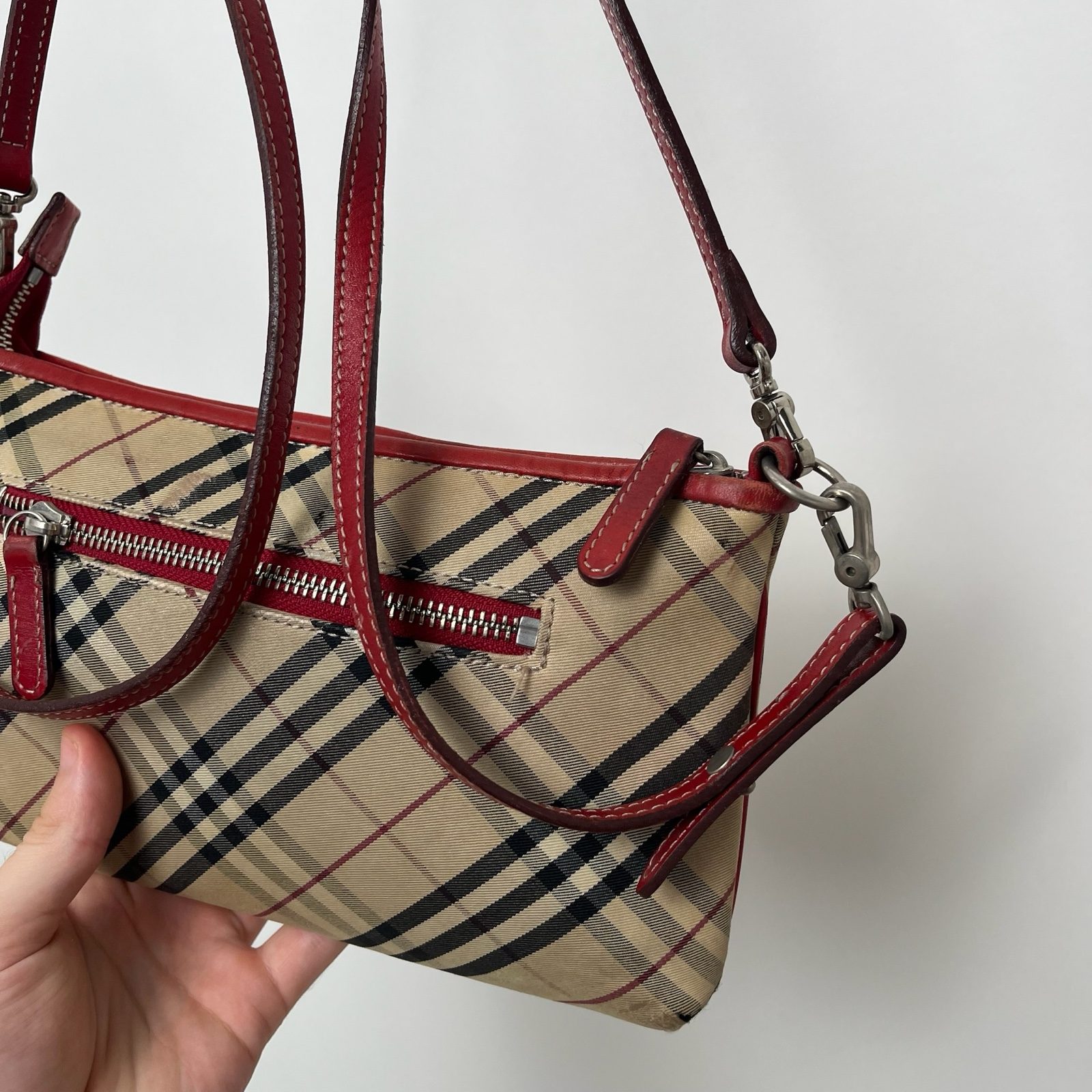 Burberry Women Beige & Red Check Crossbody Bag Small image 2