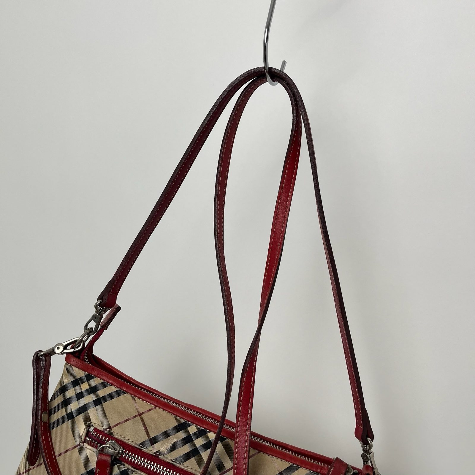 Burberry Women Beige & Red Check Crossbody Bag Small image 5