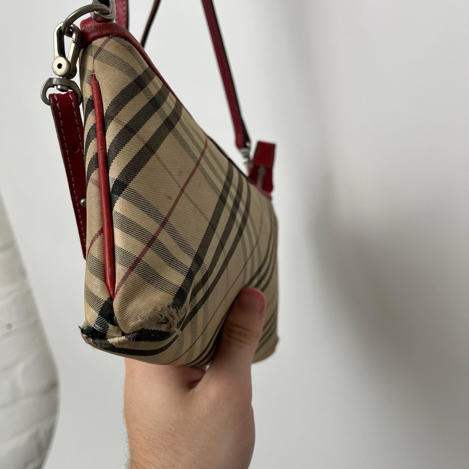 Burberry Women Beige & Red Check Crossbody Bag Small image 6