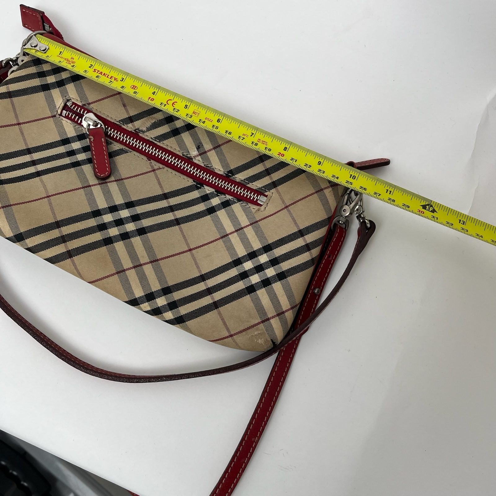 Burberry Women Beige & Red Check Crossbody Bag Small image 9