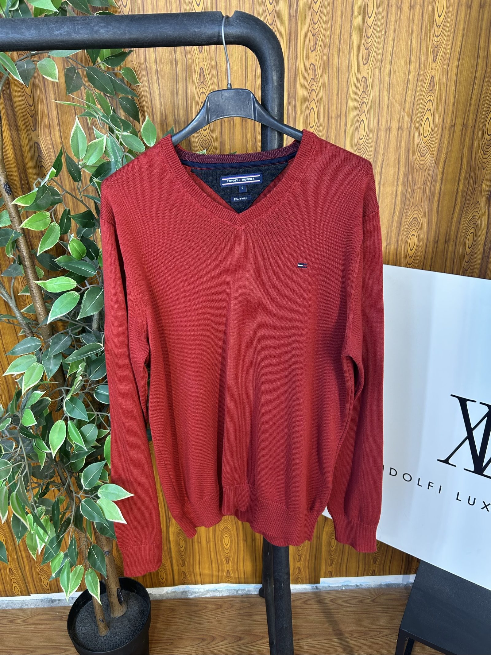 Tommy Hilfiger Maglione Vino Uomo Small Cotone Pima