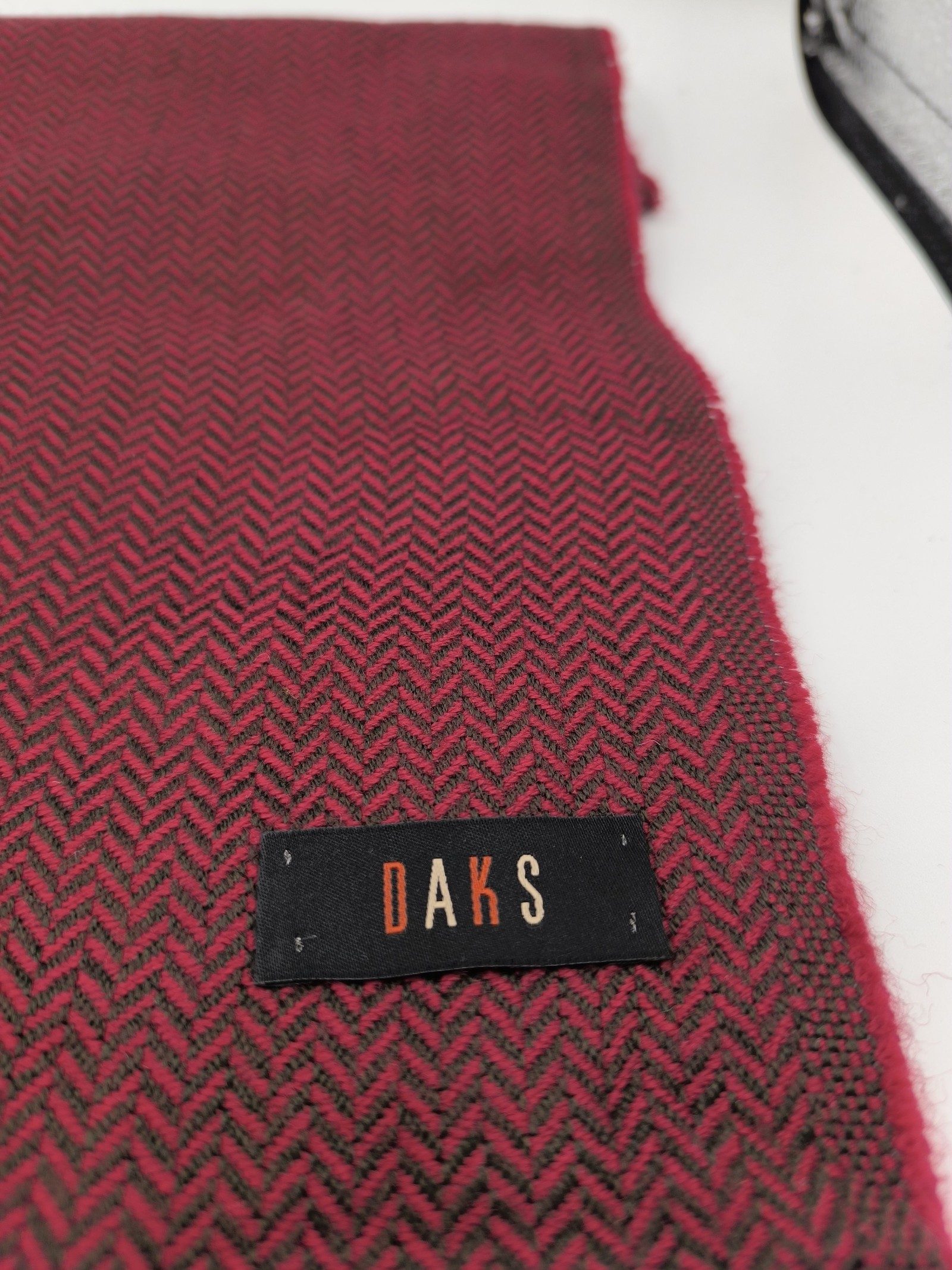 DAKS Burgundy & Brown Wool Blend Scarf image 2