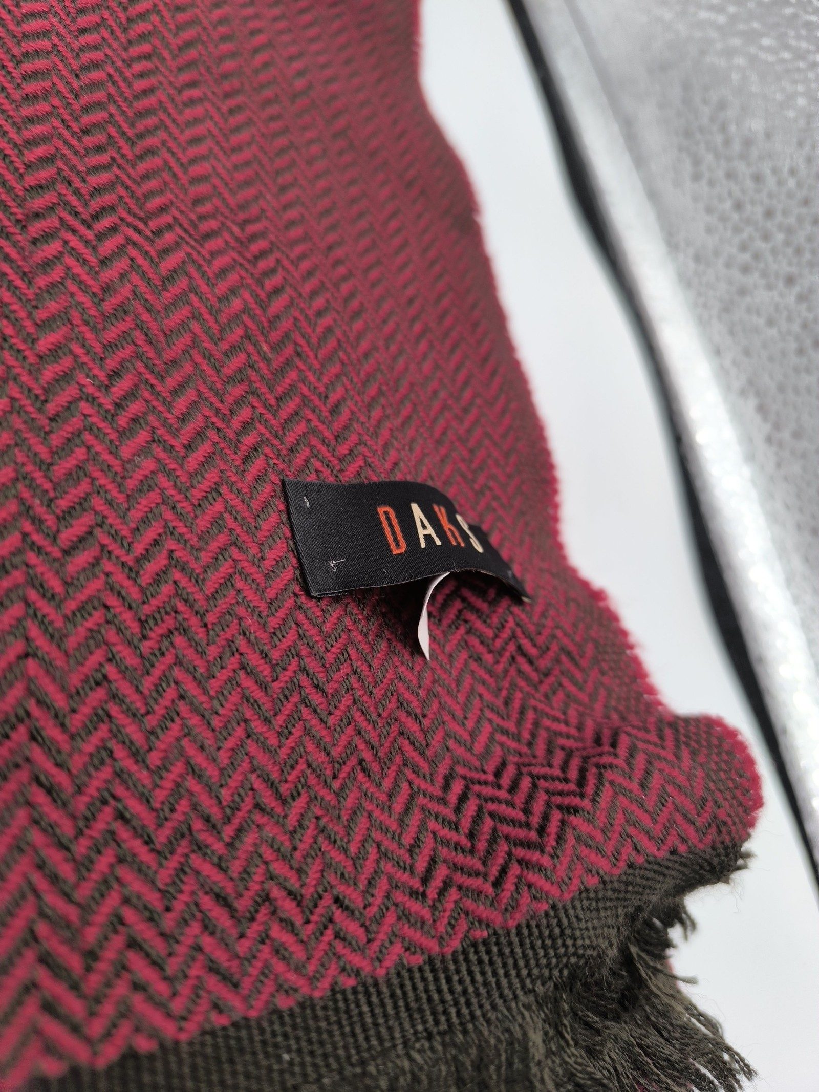 DAKS Burgundy & Brown Wool Blend Scarf image 3