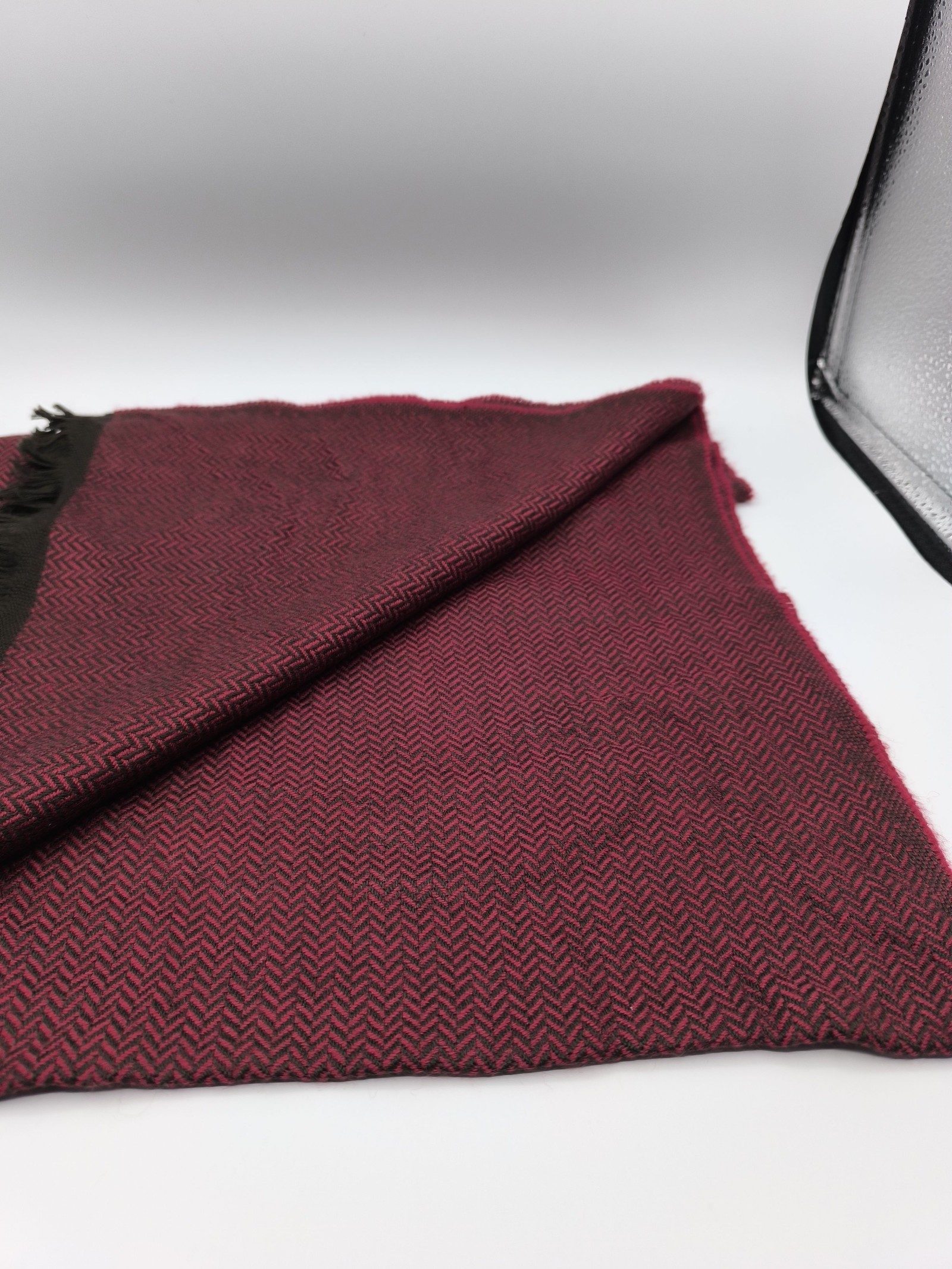 DAKS Burgundy & Brown Wool Blend Scarf image 5
