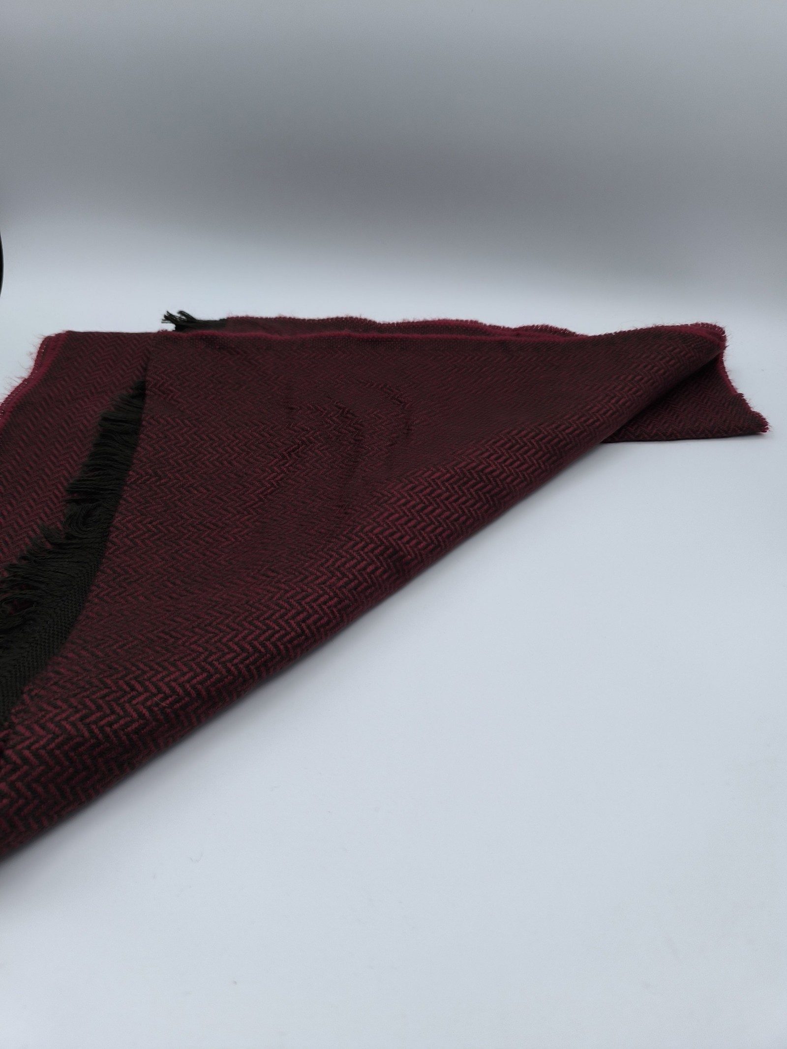 DAKS Burgundy & Brown Wool Blend Scarf image 6