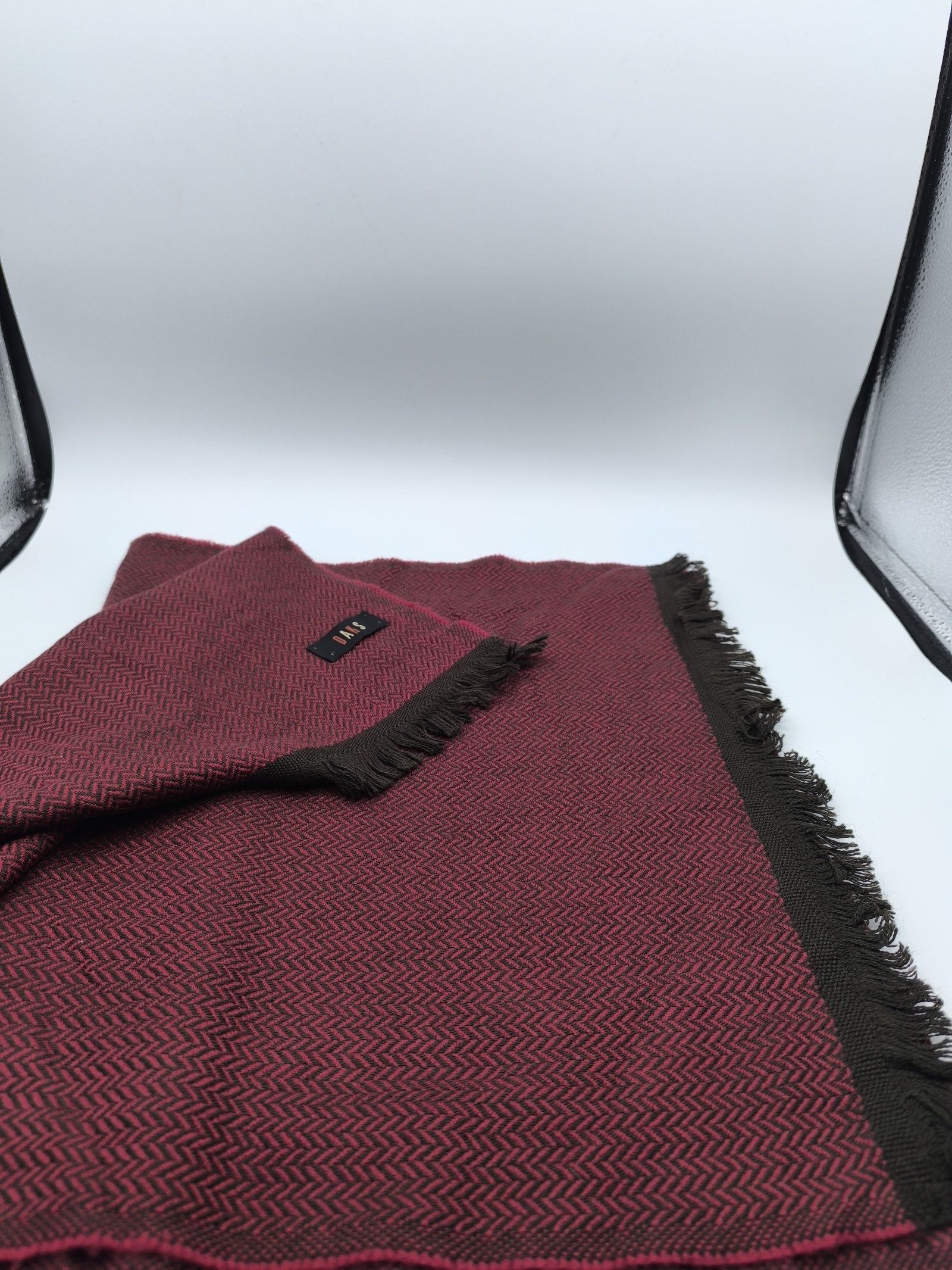 DAKS Burgundy & Brown Wool Blend Scarf image 8